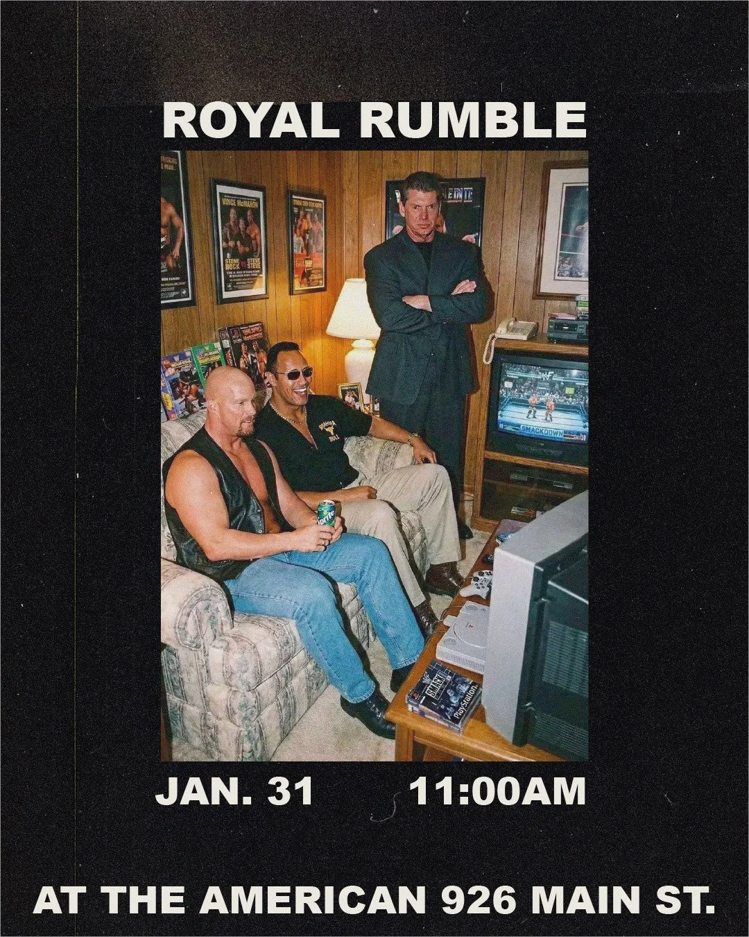 DING DING 🔔 ⁠
You asked we answered! ⁠
We're opening early January 31 for a Royal Rumble watch party! ⁠Bar is open at 11:00am! Kitchen Opens at 12:00. ⁠
⁠
Tap that link in bio to reserve you spot!