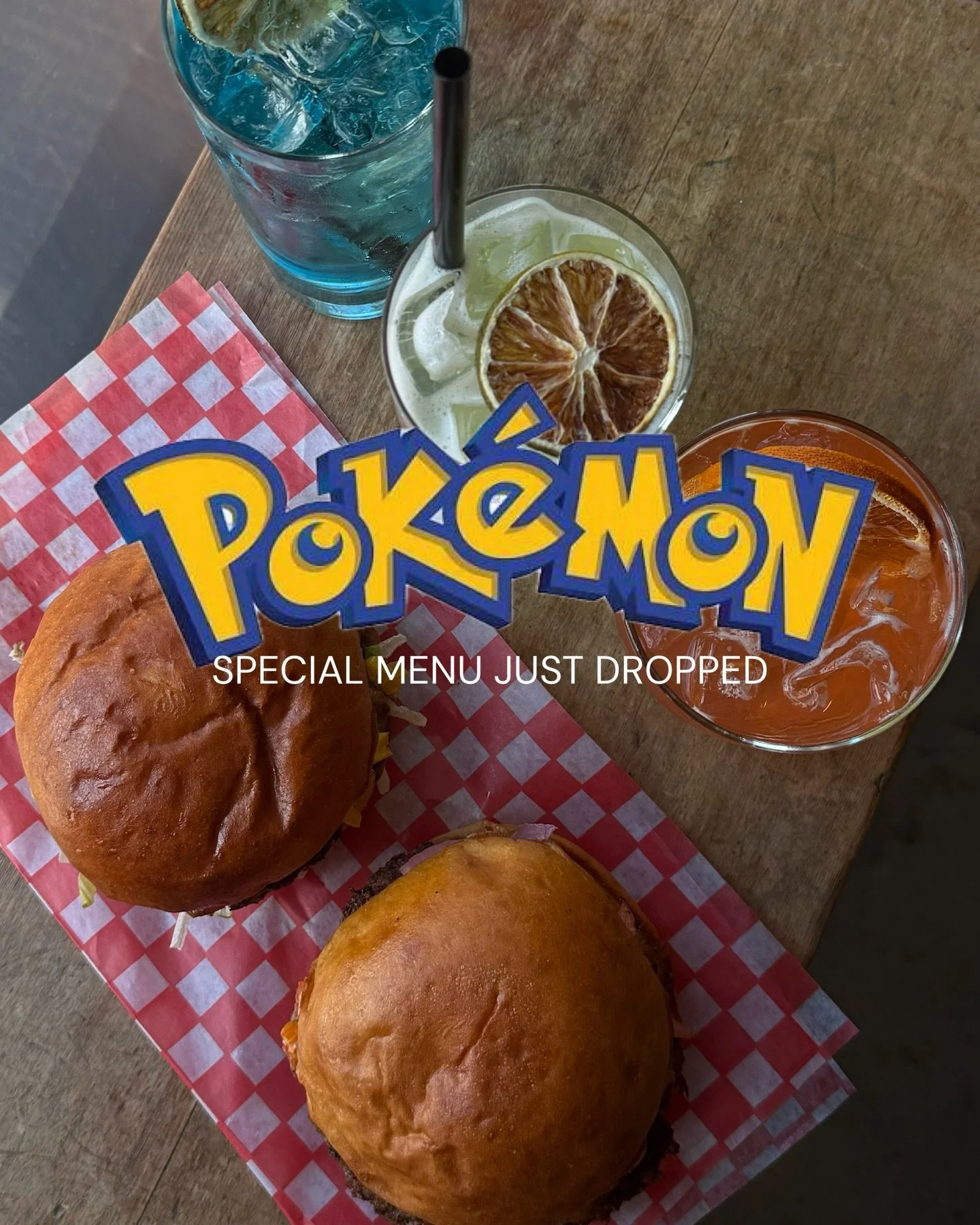 Trainer Fuel!! ⚡️ Pok&eacute;mon Pinball release party was a success!! We created a special Pok&eacute;mon themed menu for you to sip and snack on while you try to catch em all. Try it all now, while supplies last!! 

Burgers by our friends at @downl