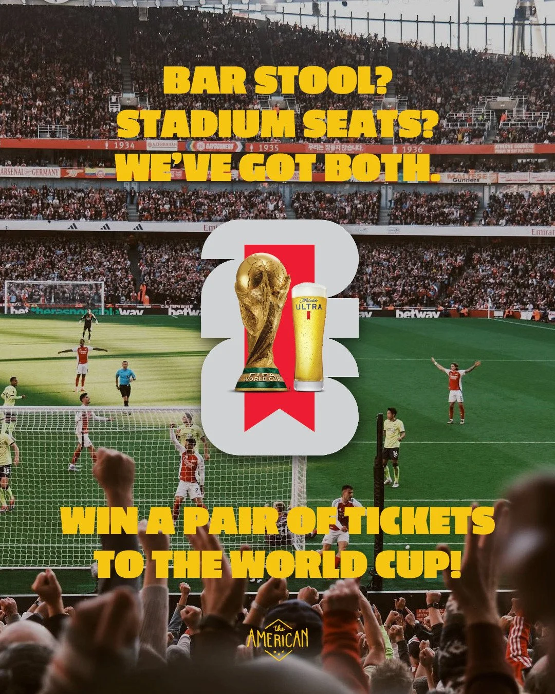 WE'VE GOT BOTH. ⁠
Not only can you catch FIFA World Cup on the BIG screens at The American. We've also got a pair of tickets to Canada Vs. Switzerland to give away to YOU. ⁠
⁠
To enter, ⁠
🏆️ Follow @theamericanvacouver⁠
🏆️Tag who you'll be bringing