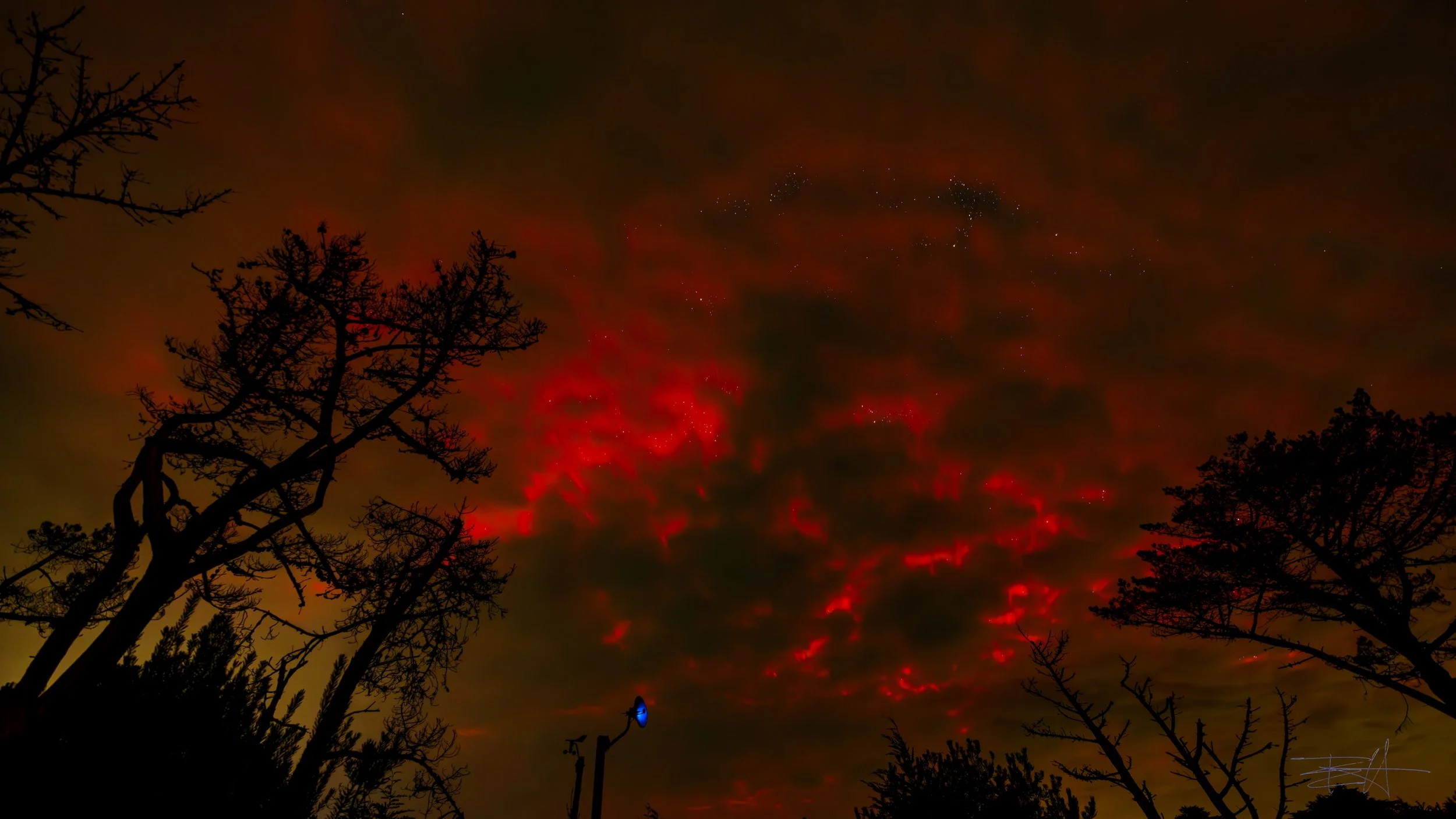 Aurora through the cloud cover in Albion