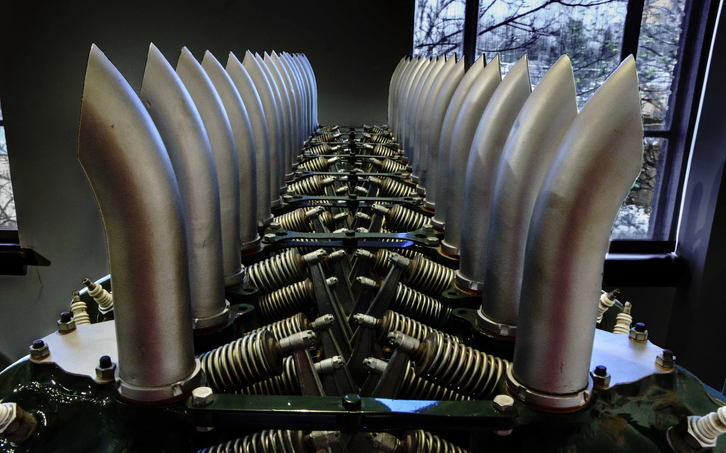 Exhaust headers at Deusenberg museum