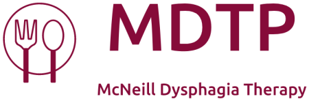 Logo featuring a fork and spoon icon with the initials MDTP, and the text 'McNeill Dysphagia Therapy'.