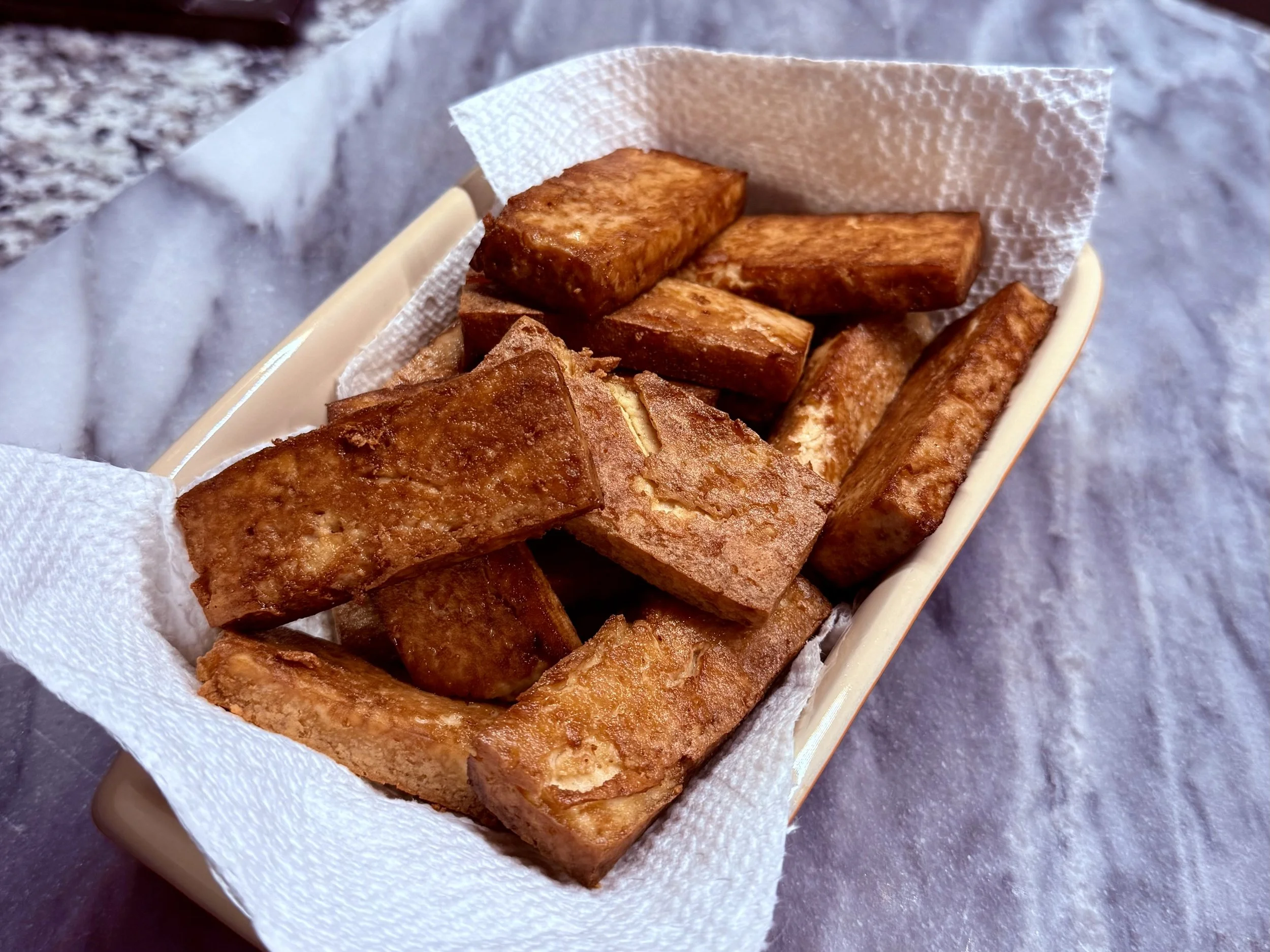 Golden fried tofu.