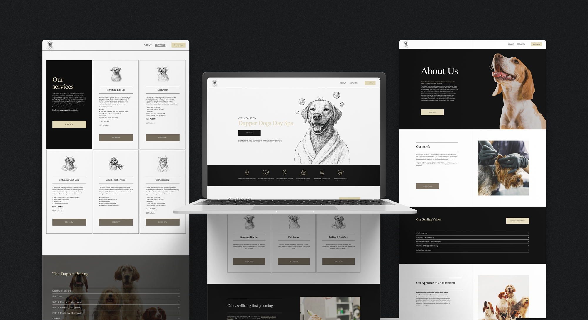 Image of the dapper dogs day spa website