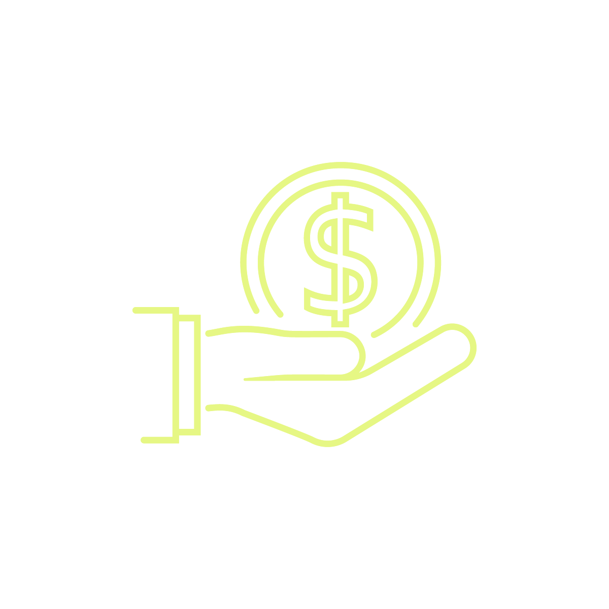 Hand holding a coin with dollar sign