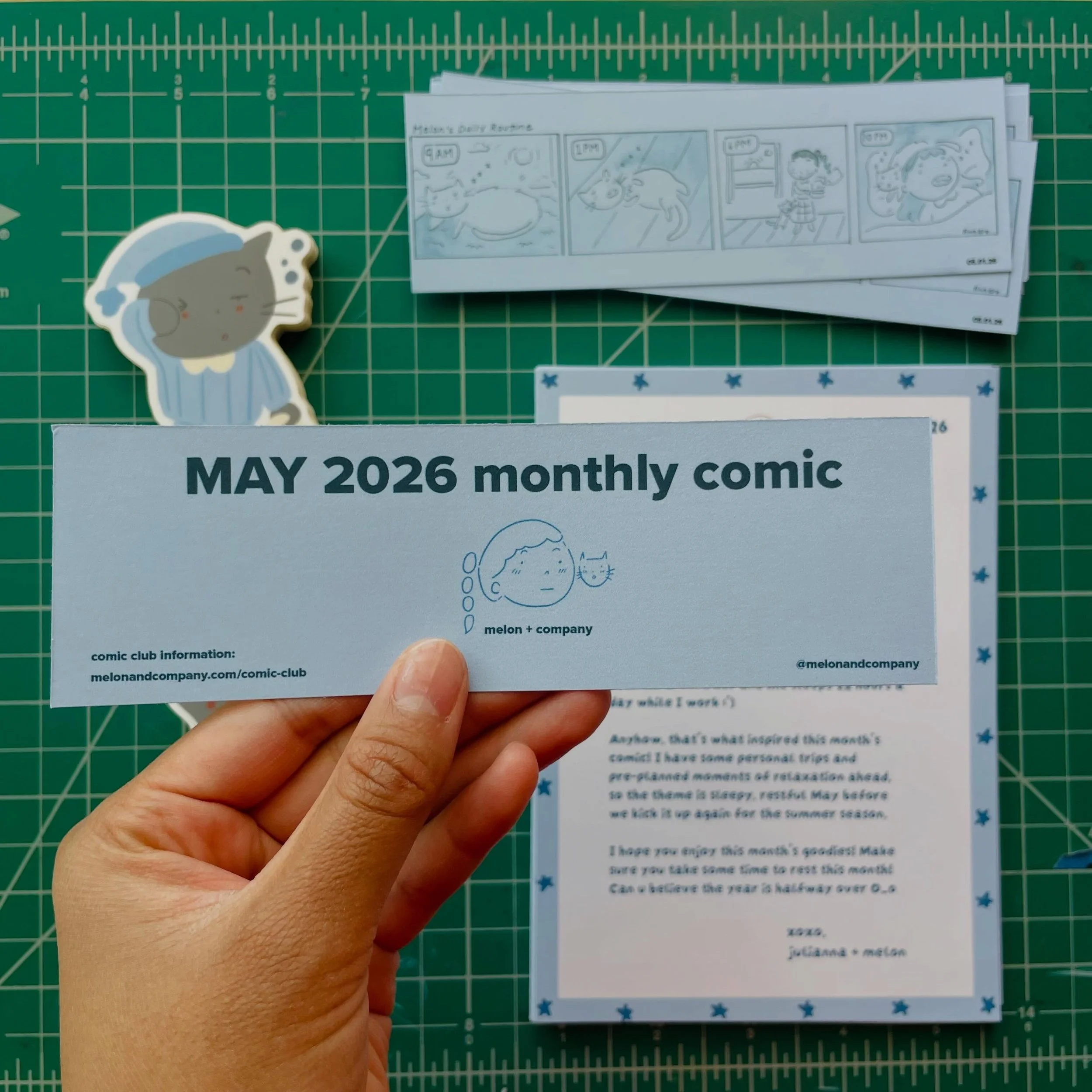 First batch of the comic club May exclusives will be mailing today! 🌀💌⭐️

I&rsquo;ve been out of town the past week and a half, but I&rsquo;m back and ready to get back into the melon + company grind 😤 which includes preparing for my first tabling