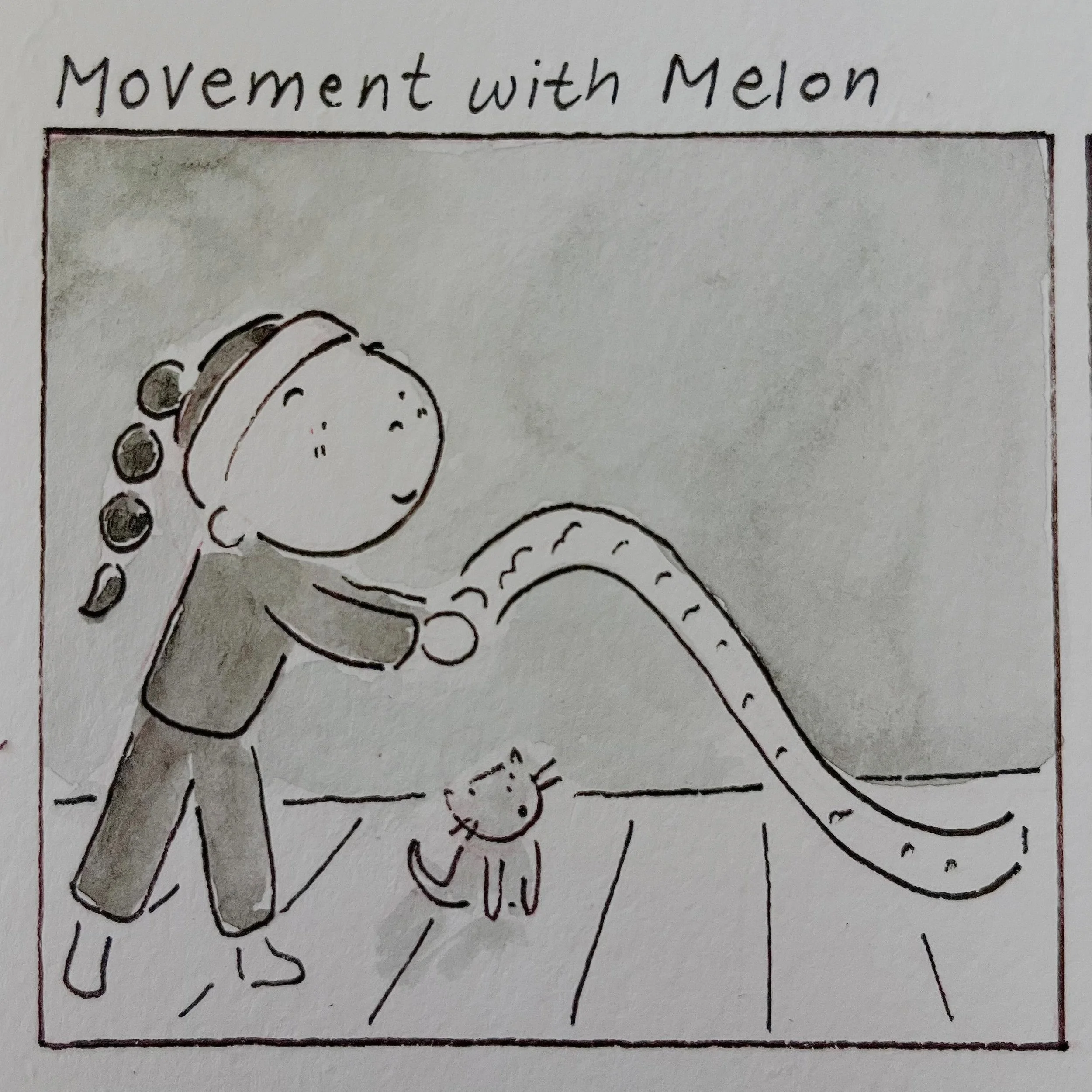 A first preview of June&rsquo;s comic strip! 💌 The theme is&hellip;. movement with melon :3 and inspired by all the times melon wanted to join me as a did an at home workout 🫡 

sign up anytime in june to receive this comic strip! 🌀

#cat #catsoft