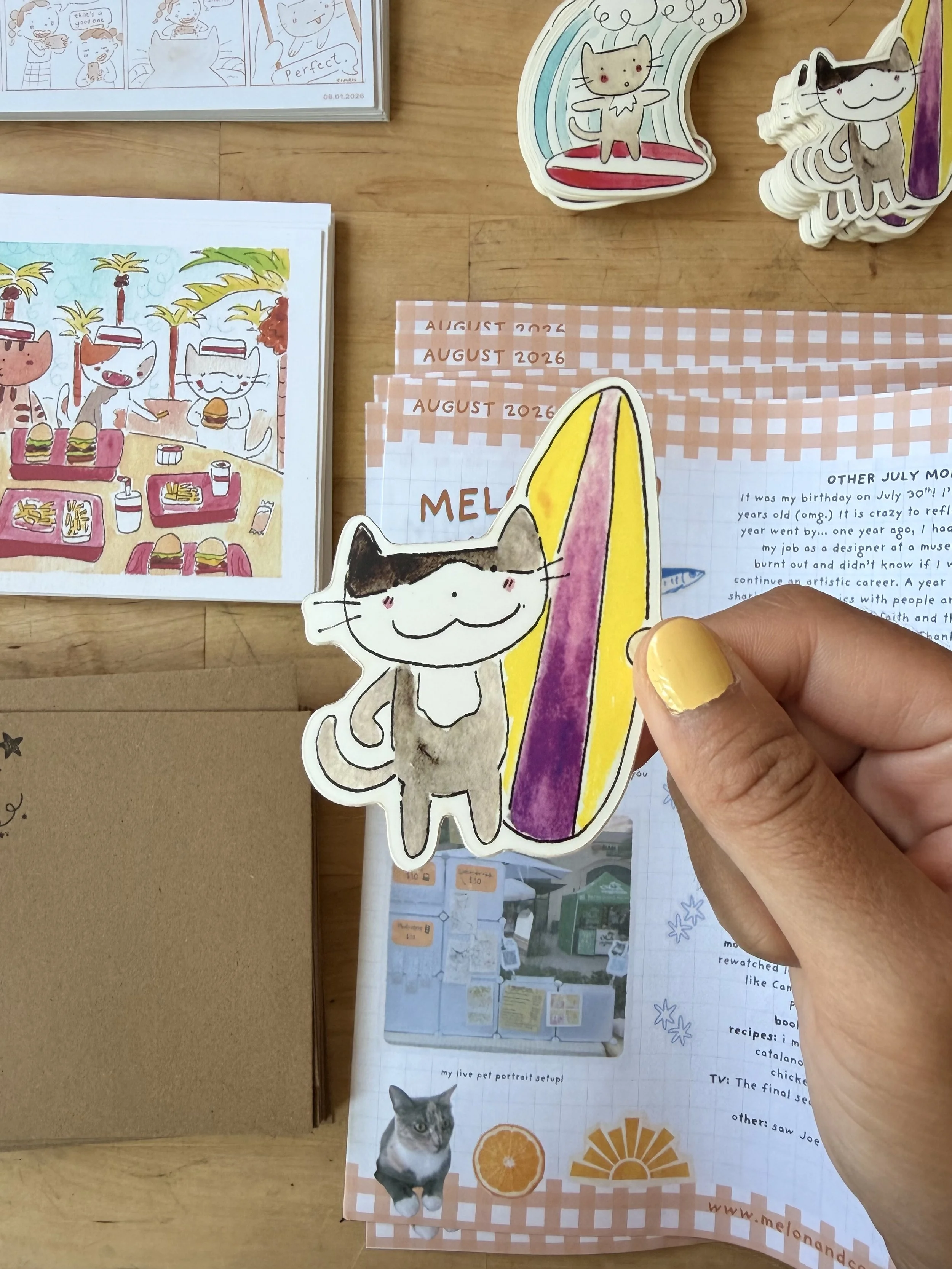 surfer cat sticker