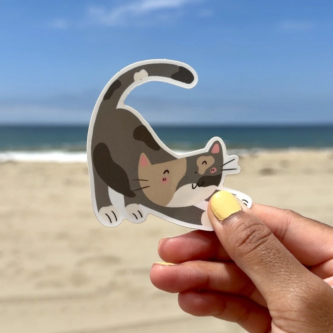 calico cat stretch sticker