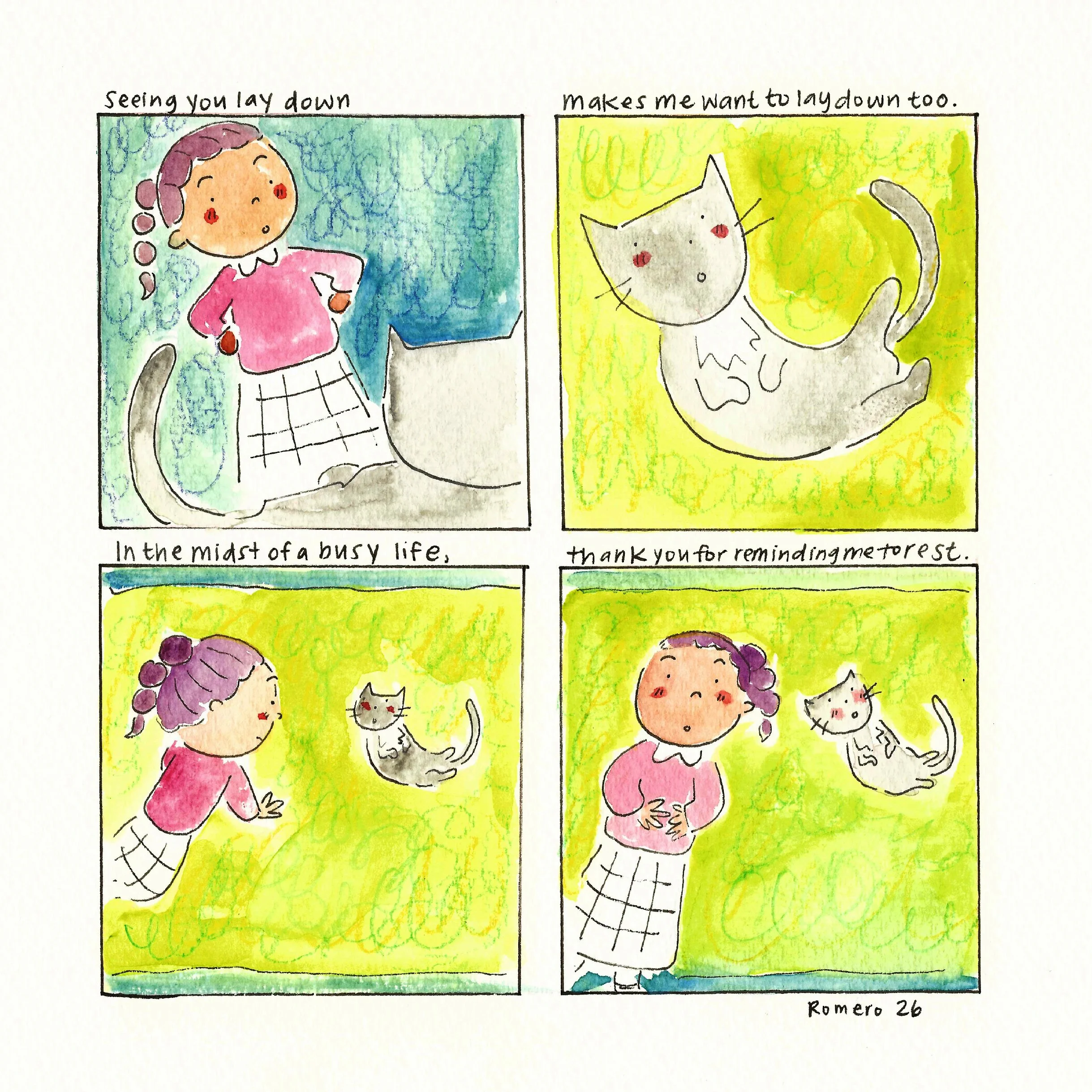 'letters to my cat: laying down' Print