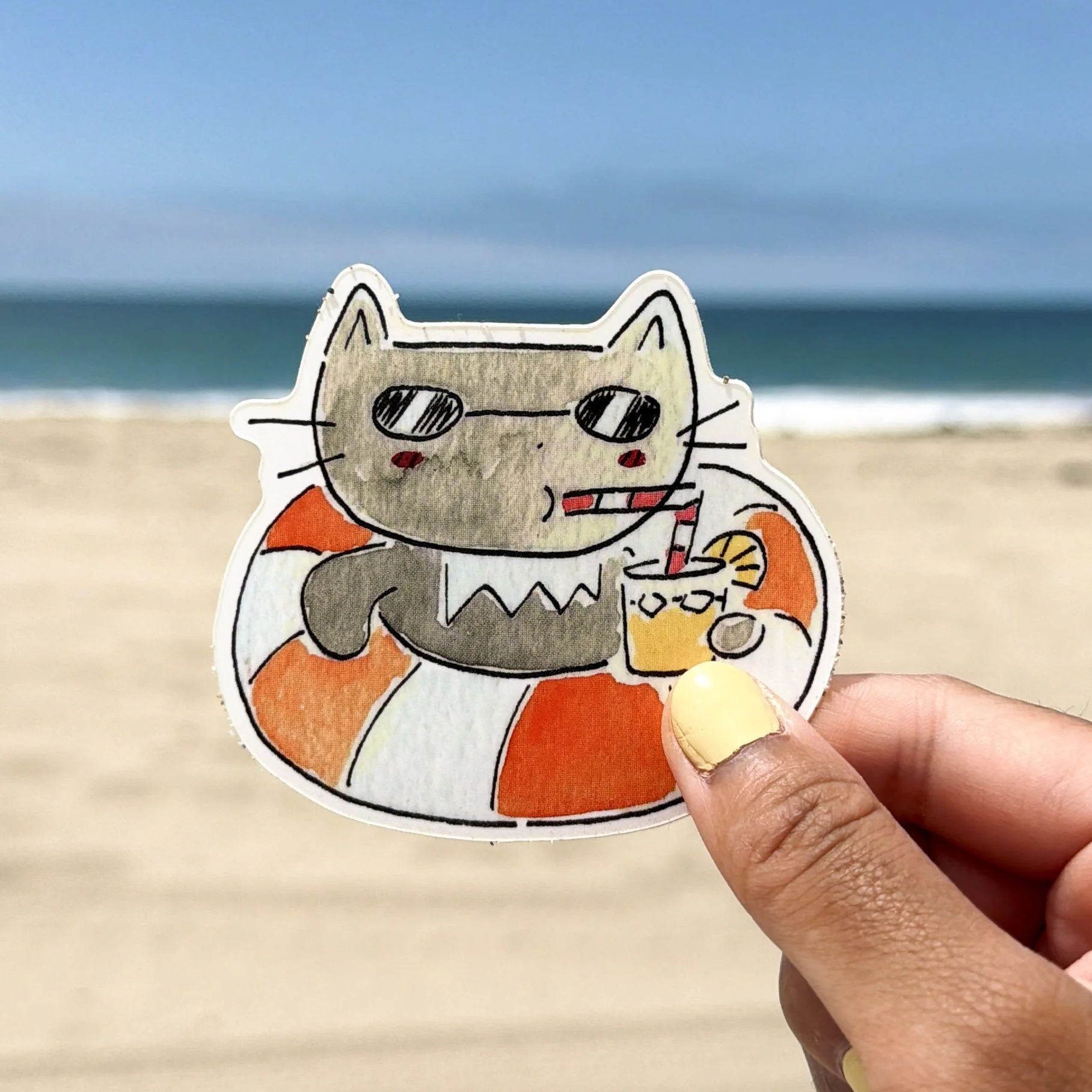 melon in beach floatie sticker