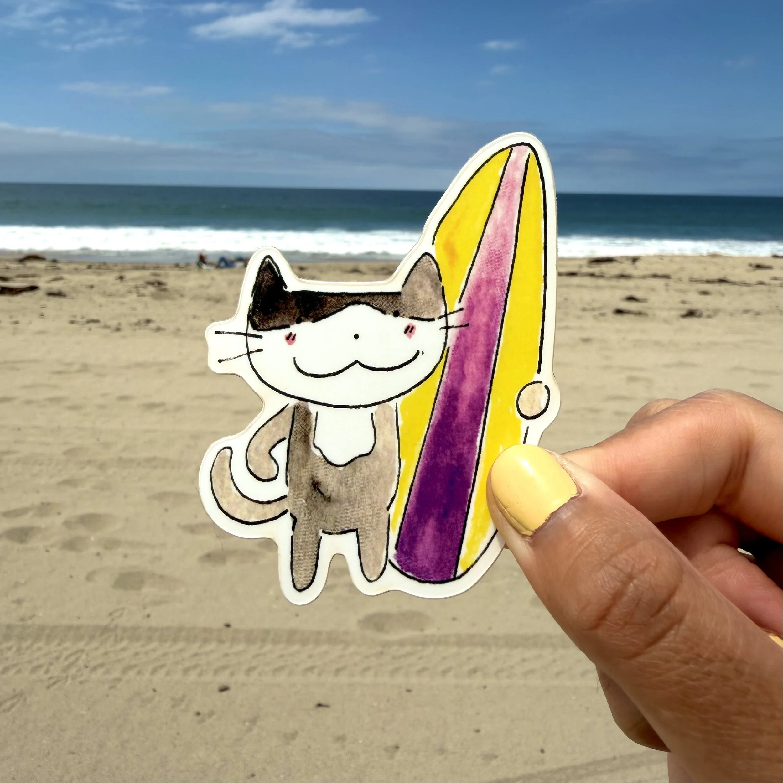 surfer cat sticker