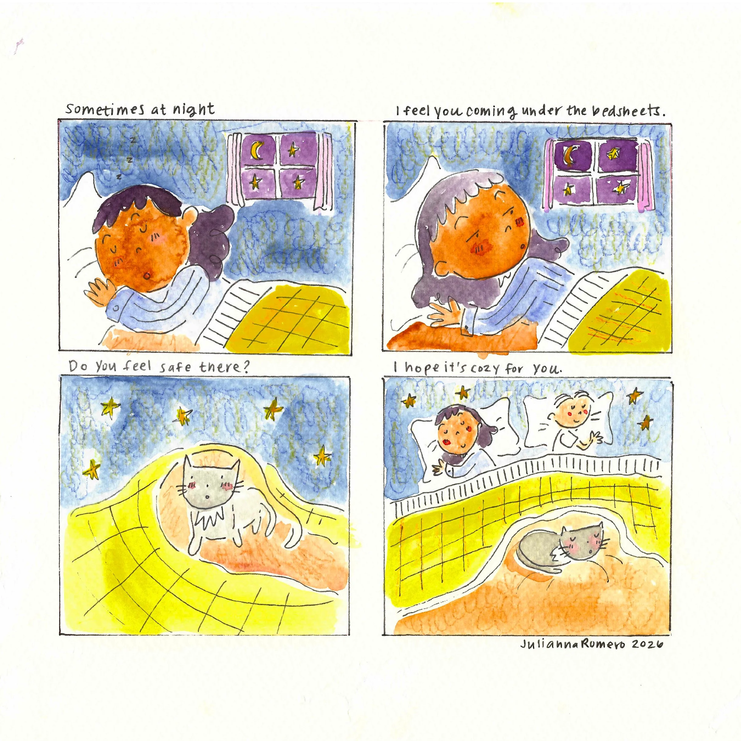 "letters to my cat: bedsheets' Print