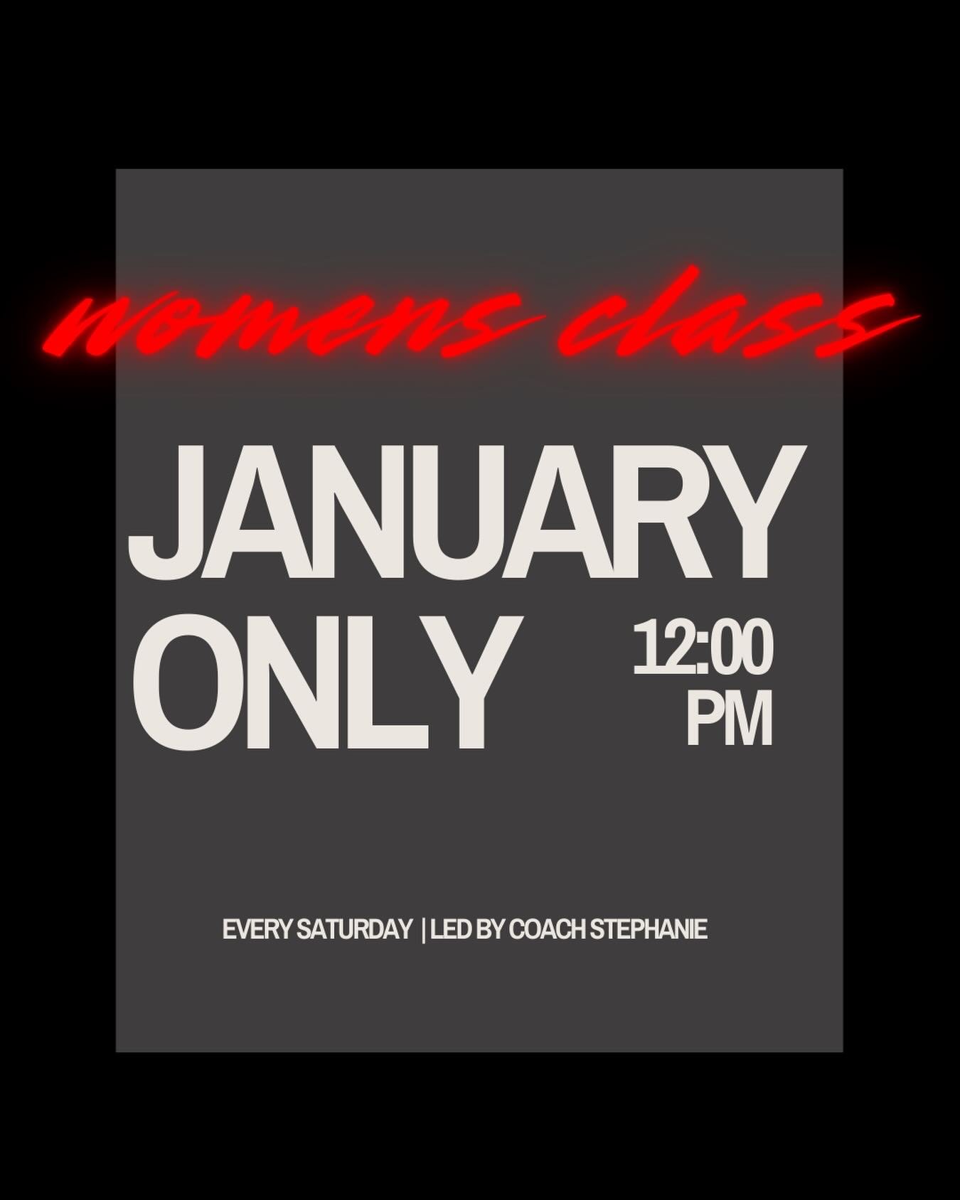 Hey ladies! 🚨
We have a temporary schedule change for this month ONLY! 

Our All women&rsquo;s class will now be at 12PM on Saturdays 📆

Don&rsquo;t forget to sign up if you haven&rsquo;t already 💪🏼
Link in bio.