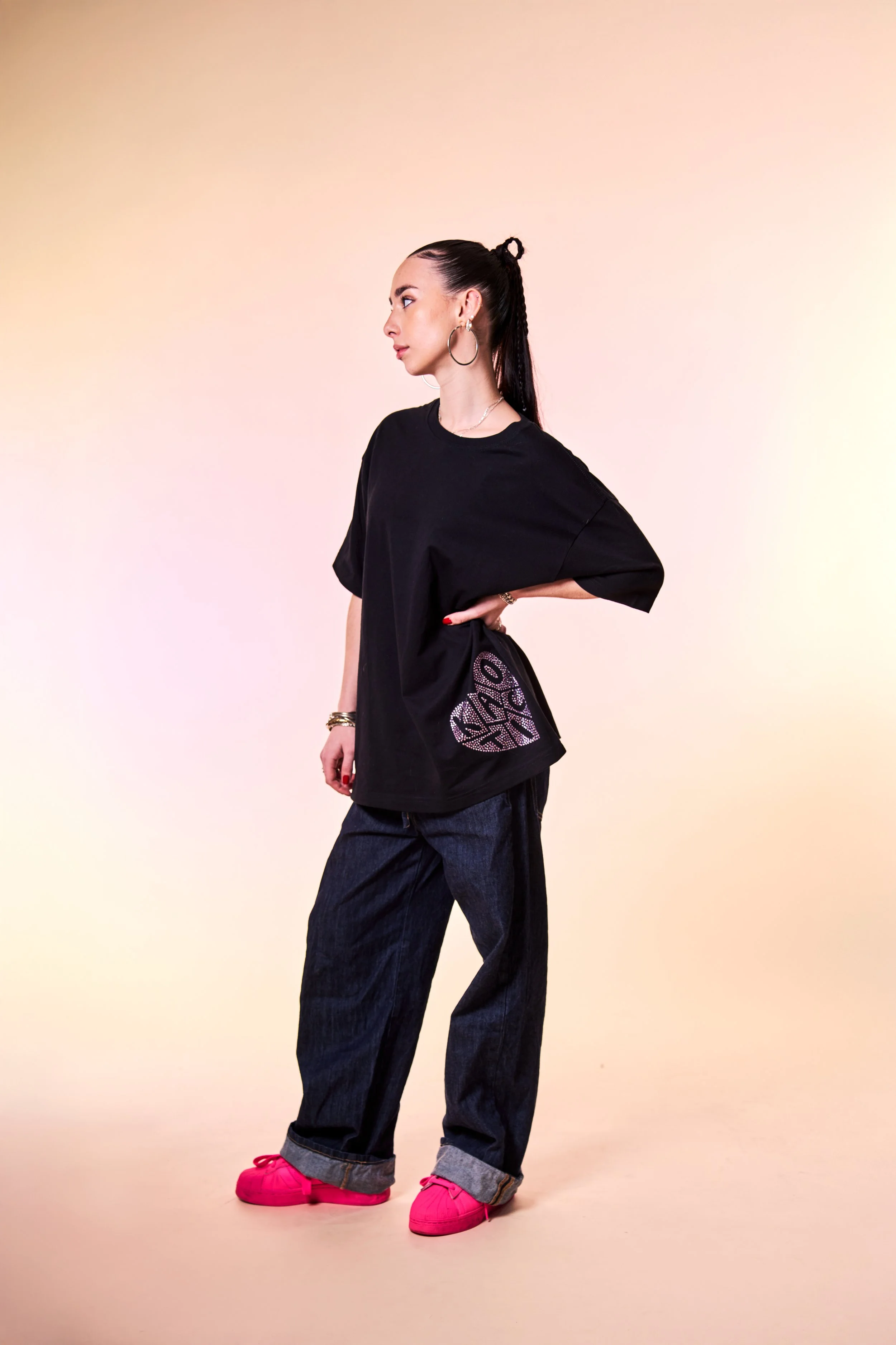 KAOTIC Pink Rhinestone Heart T-shirt