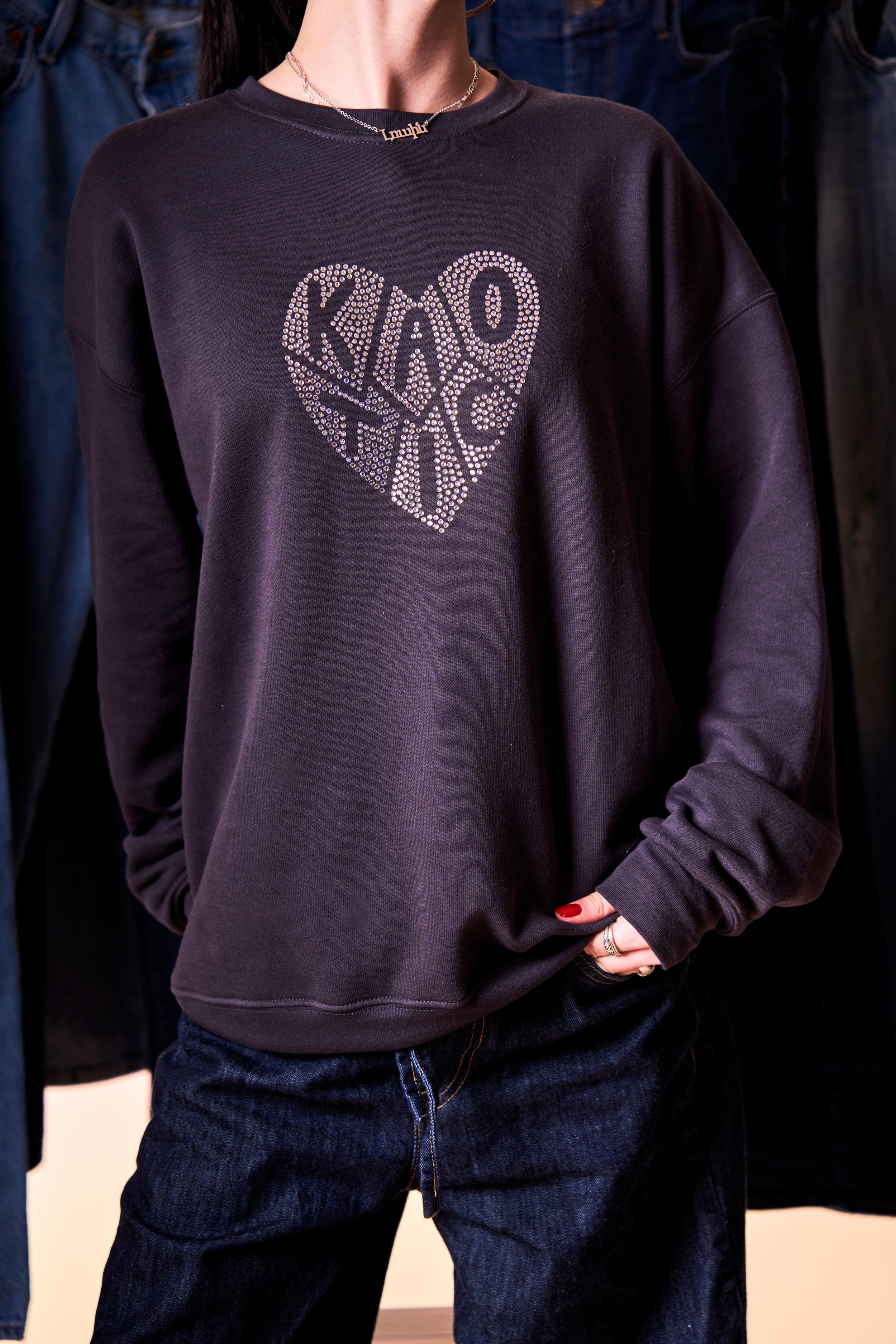 KAOTIC Rhinestone Heart Crewneck
