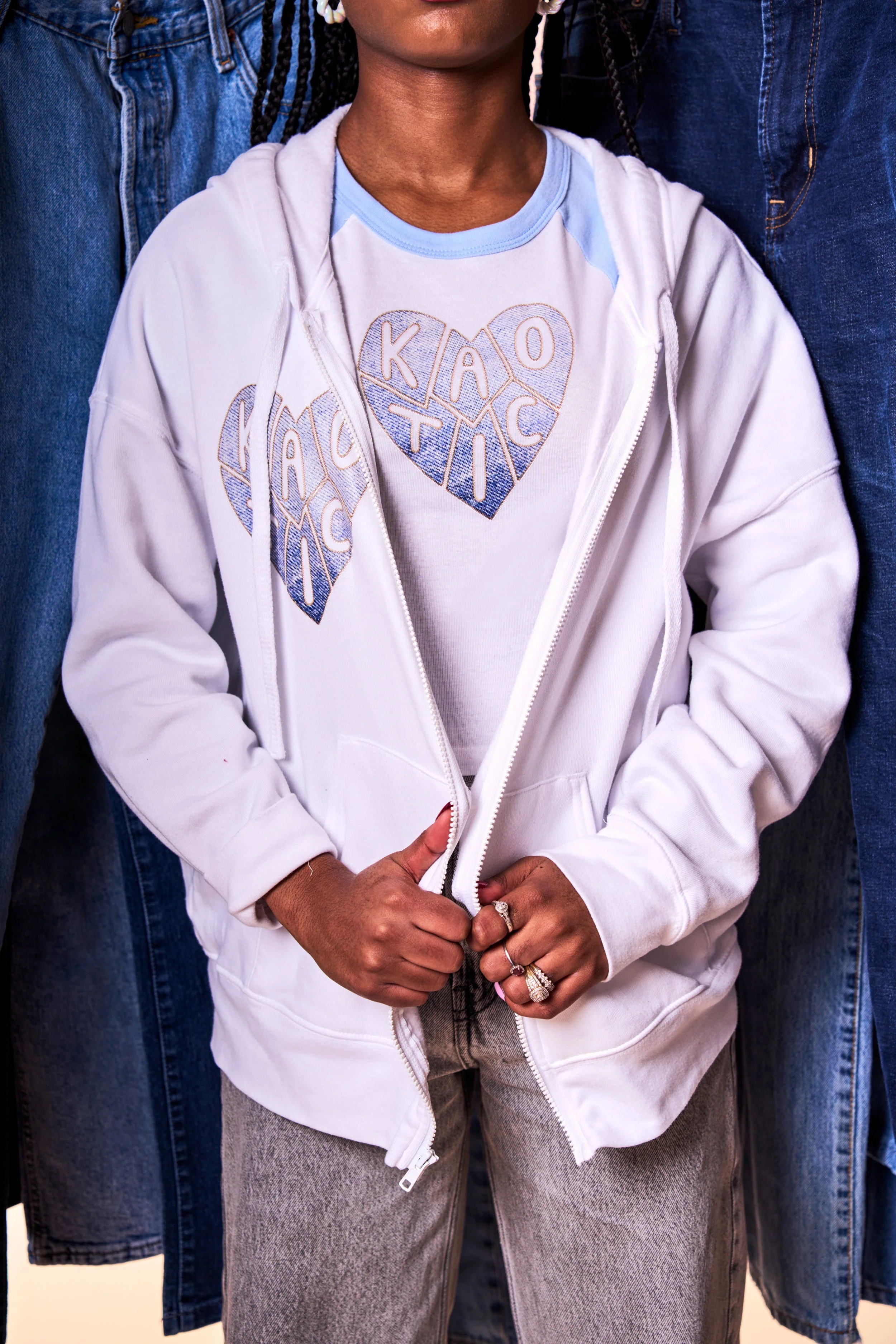 KAOTIC Denim Heart Zip-up