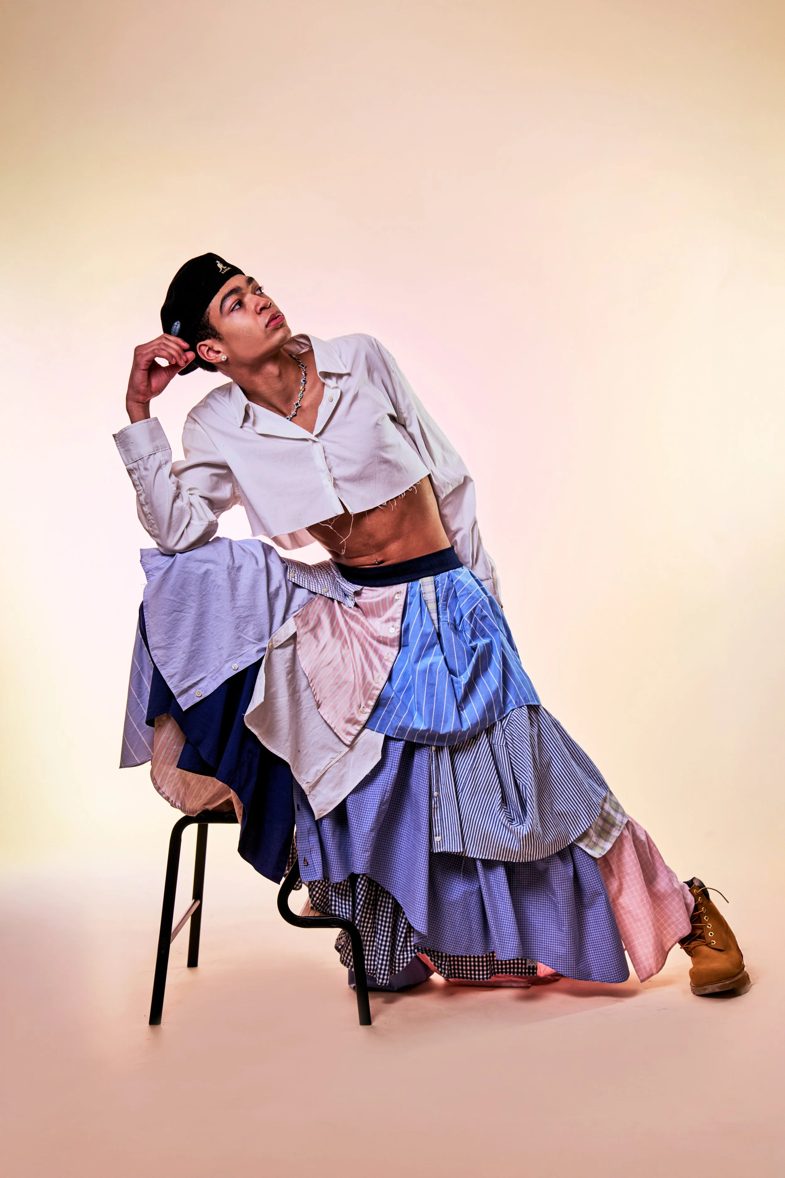 Dad-shirt Layered Skirt