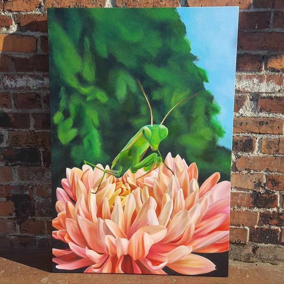 Flower Lovin' Mantis Original.jpg