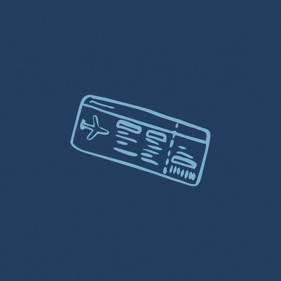Custom illustrations rotating for Let Your Mind Unwind by Adverb Collective on a blue background.