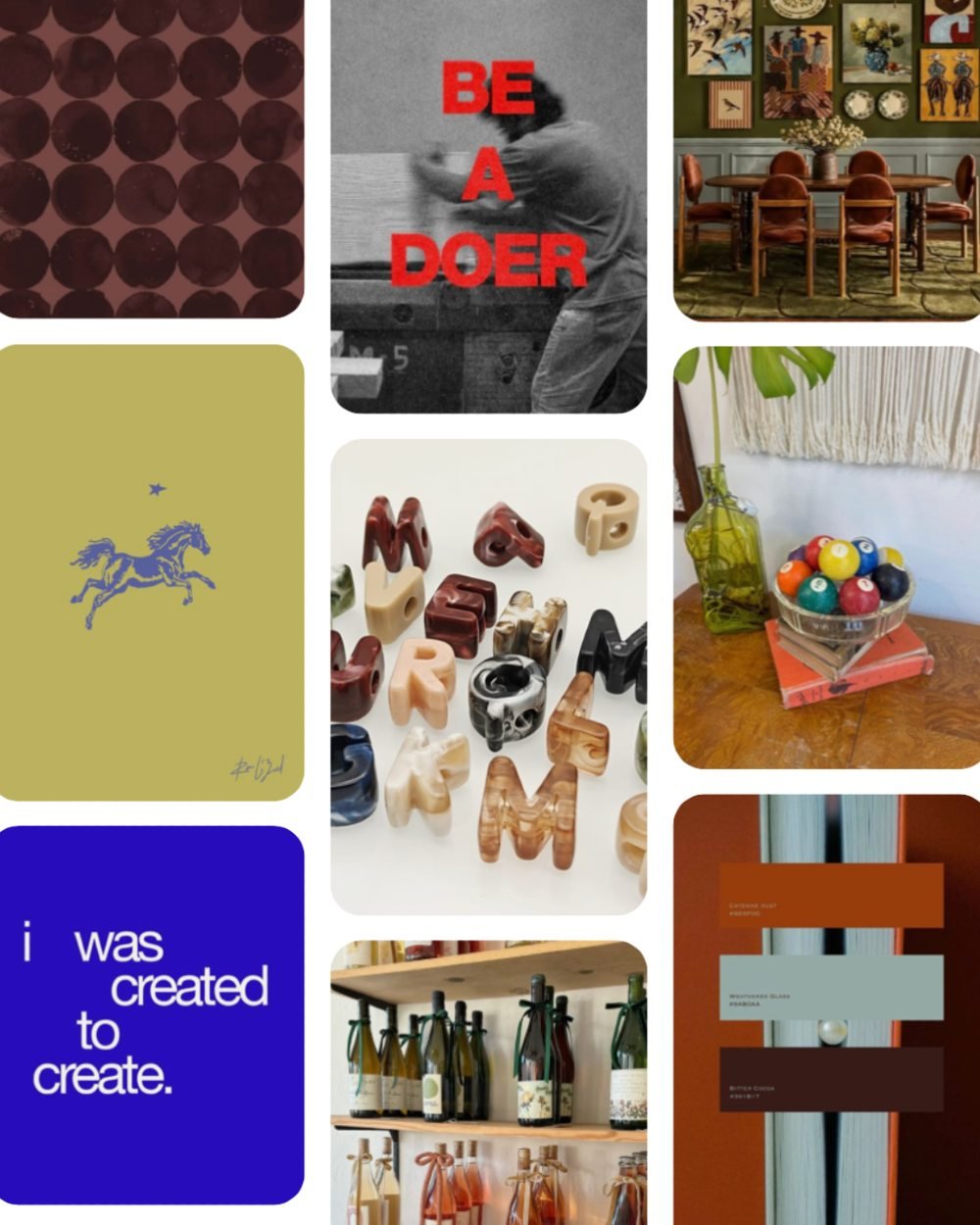Seeking a little inspiration for October. Pulling from bold color combinations, interesting textures, typography, &amp; details that caught our eye. A few things we&rsquo;re looking at, saving, &amp; inspiring what comes next.

#pinterestboard #moodb