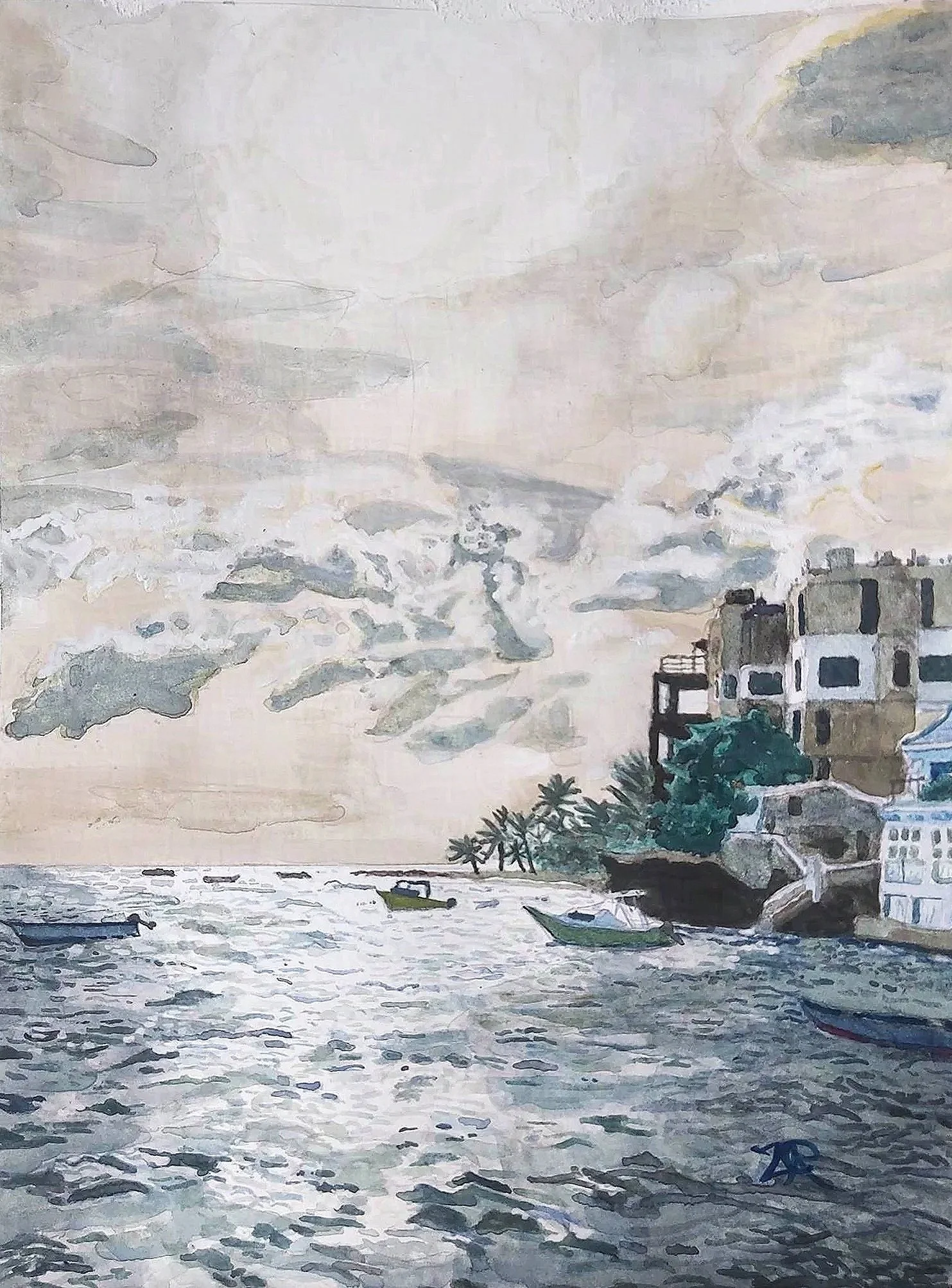 Oistin's Waterfront; Watercolour on paper; 10*8 inches; 2023