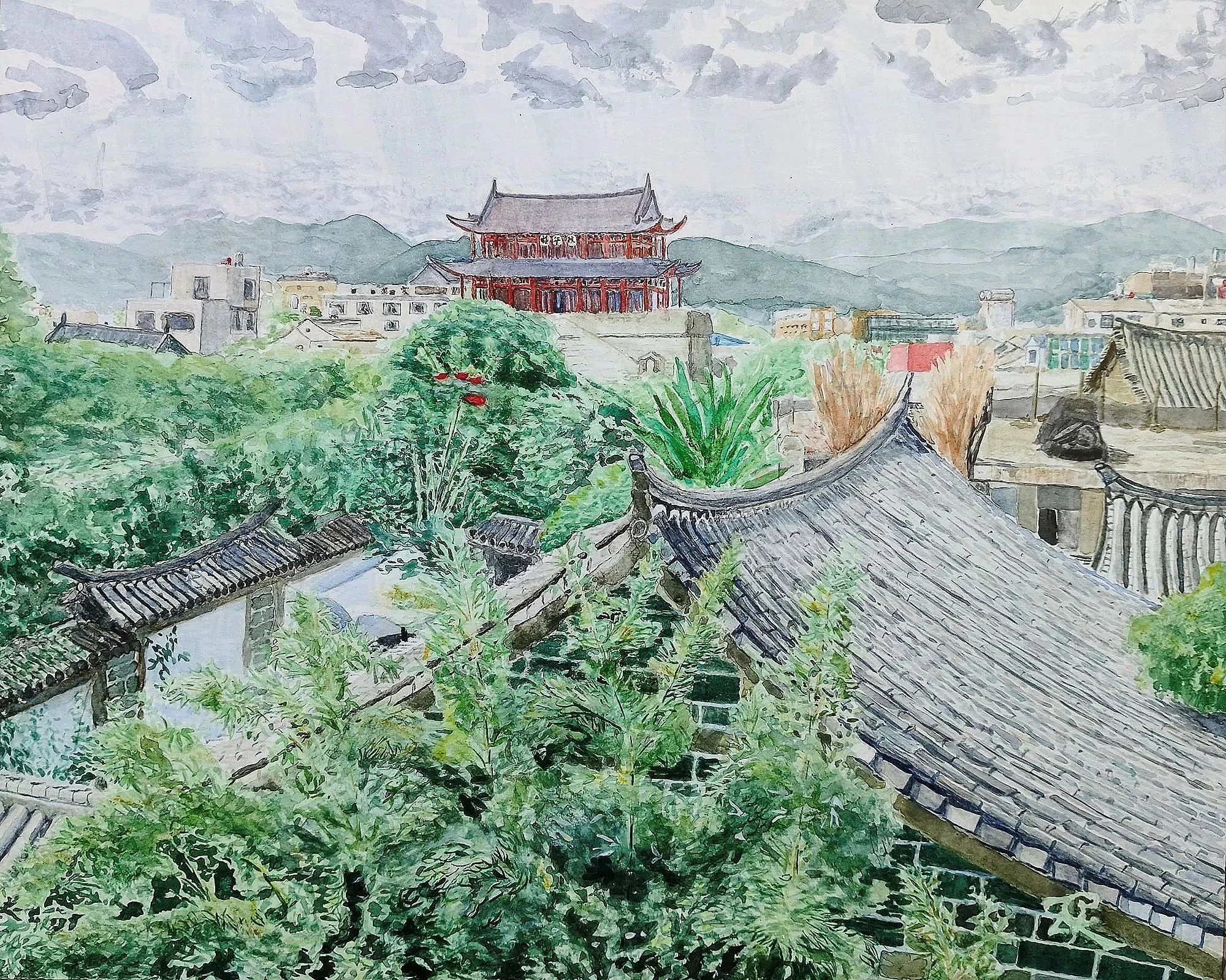 Jianshui: View of South Gate; Watercolour on paper; 11*14 inches; 2026