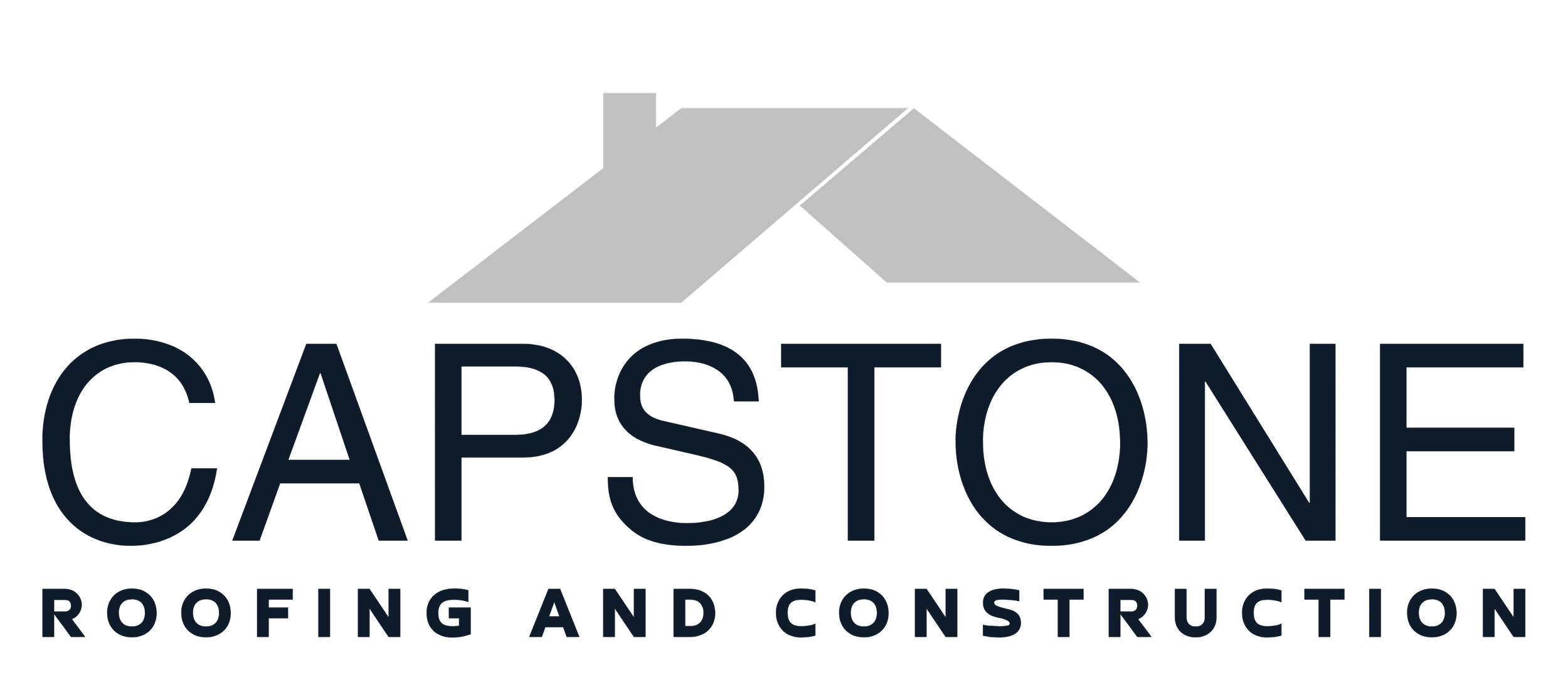 Logo of Capstone Roofing and Construction featuring a stylized gray house roof above the company name in navy blue text.