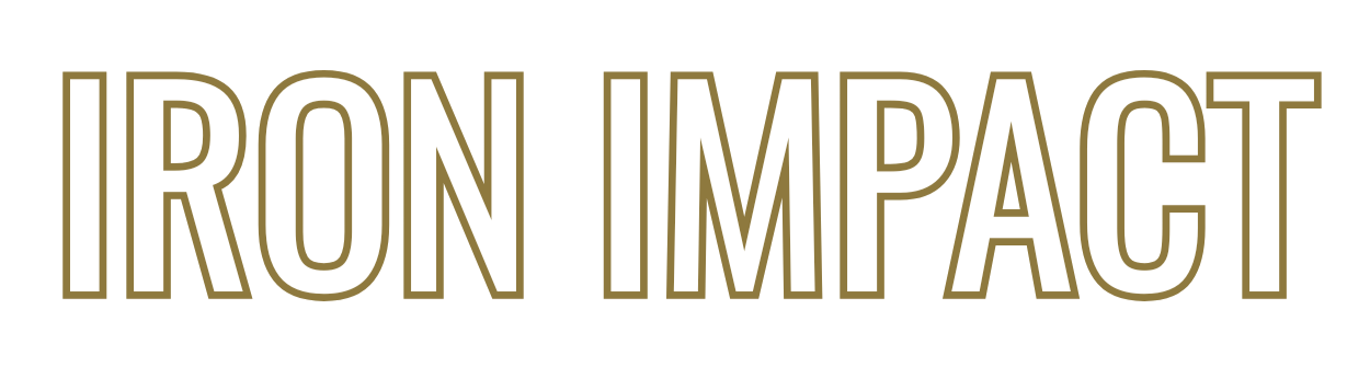Bold text that reads 'IRON IMPACT' with a black background.