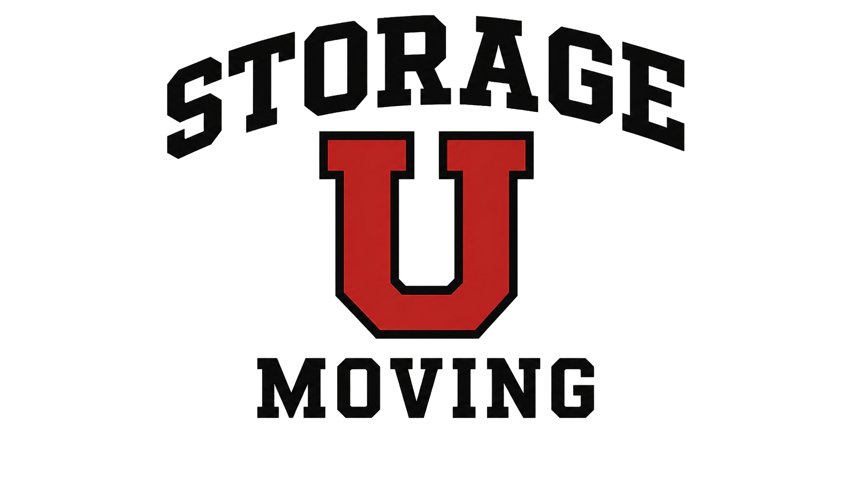 A graphic logo with the words 'SUPIORAGE' at the top and 'MOVING' at the bottom, with a large red and blue letter 'U' in the center.