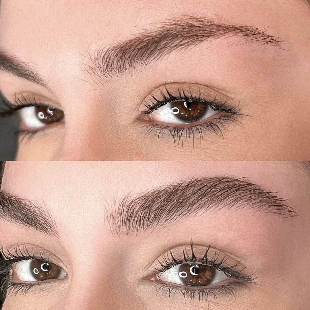 Brow Laminaiton and Lash Lift Transformation on soft brow hair on and esthetician in tempe arizona booking site