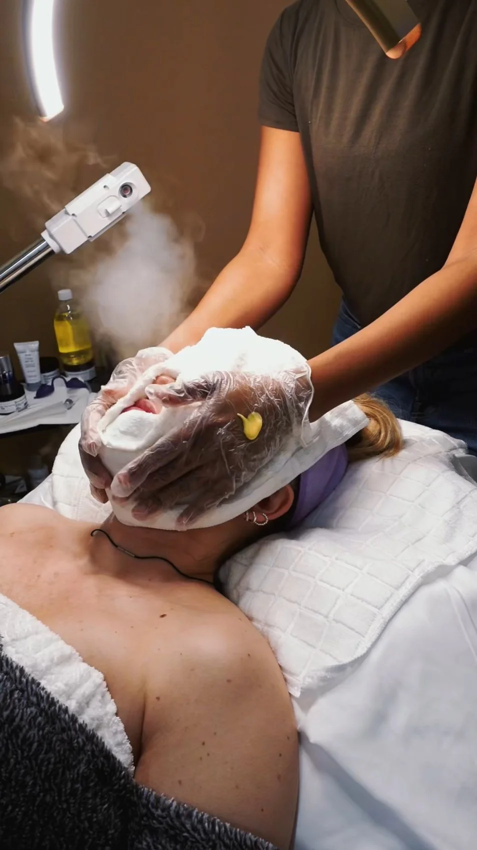 women receiving healthy aging facial in Tempe Arizona