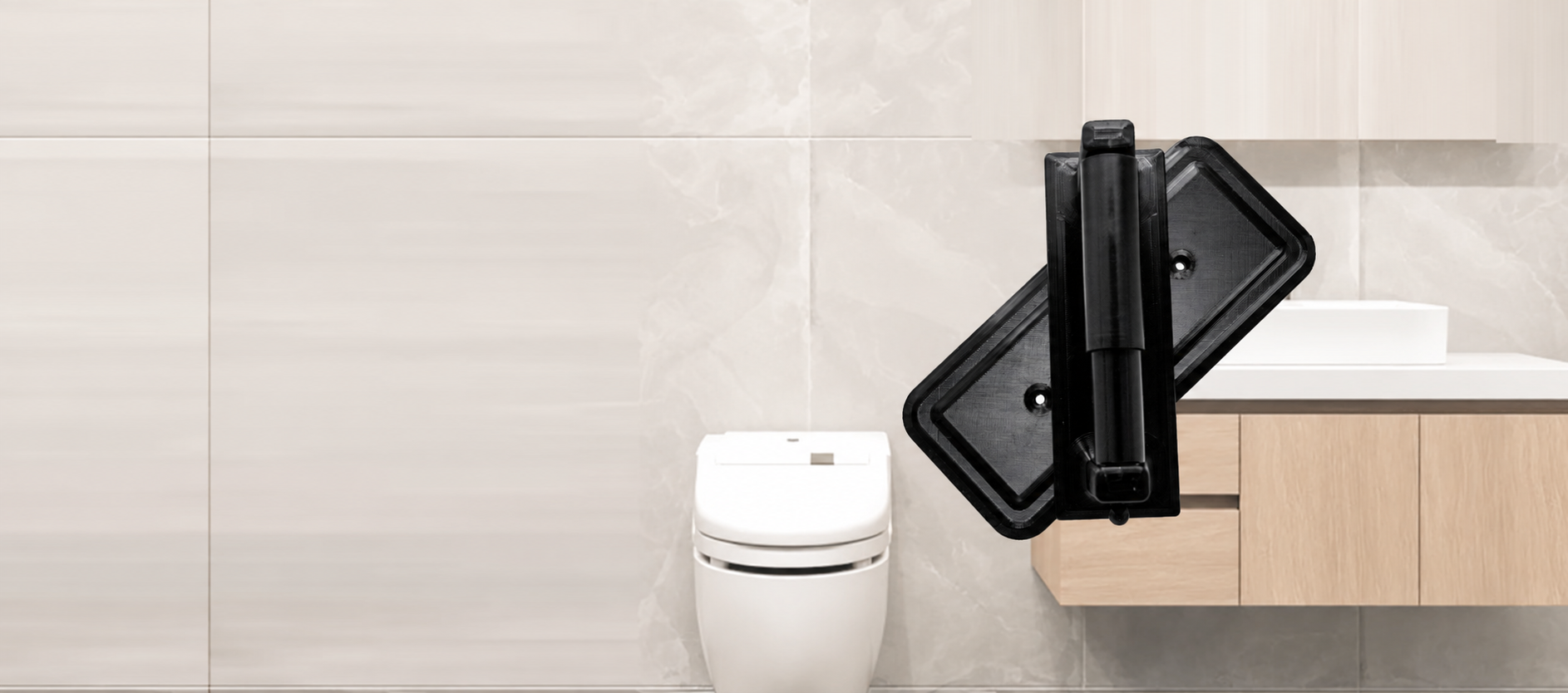 Roll-Twist holder mounted in a modern restroom