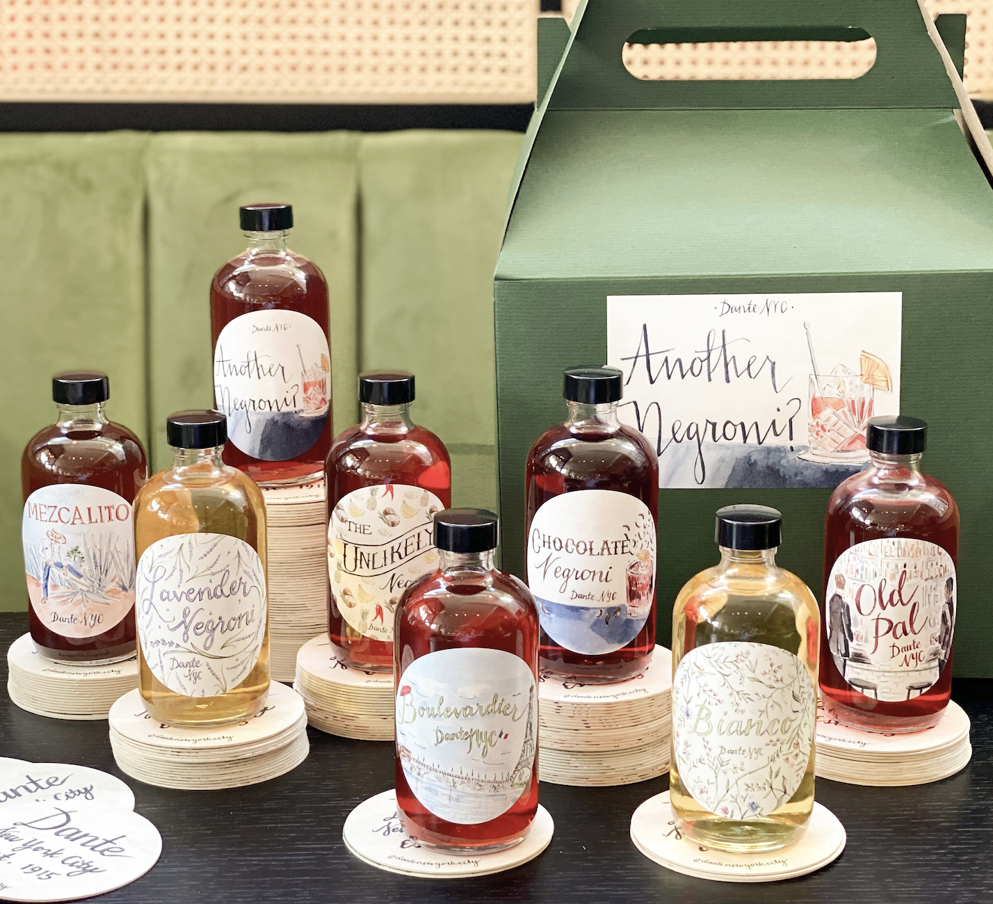  I met Nathalie Hudson, co-owner of Dante NYC, in early 2018- I have worked with her and her husband on artwork for their restaurants since then, and they have been such wonderful clients and friends, and have taught me so much about creative collabo