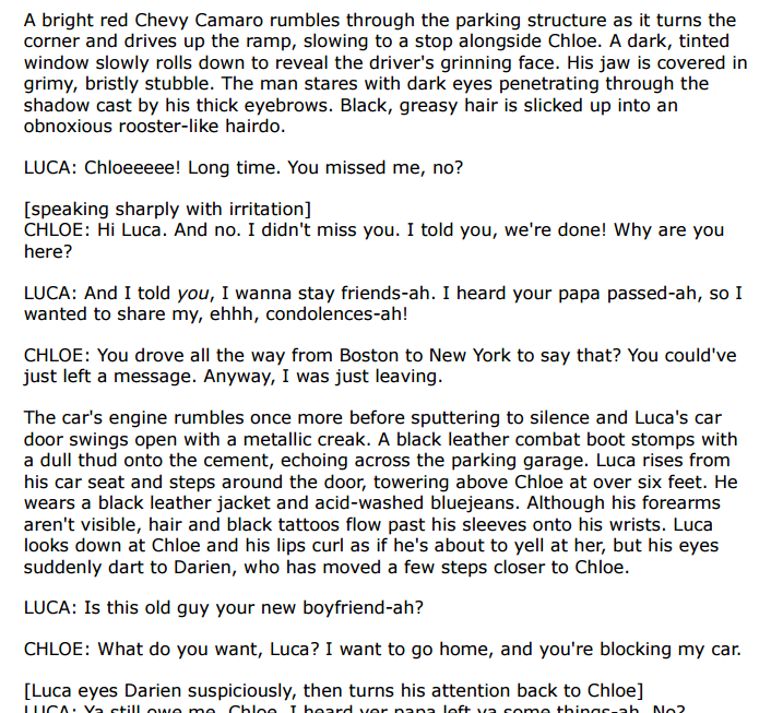 The Vermeer Conspiracy dialogue and prose