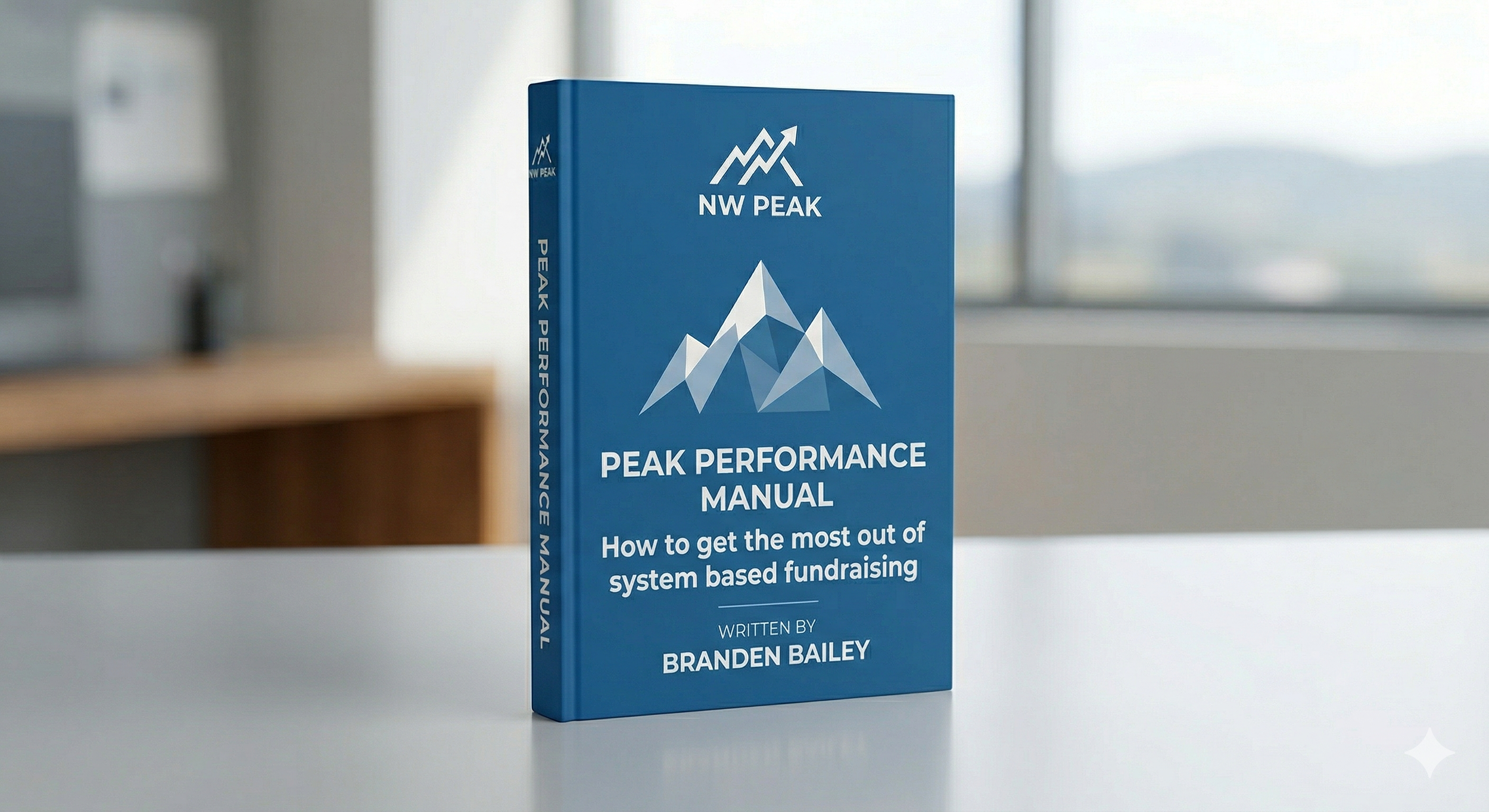 Blue book with title and whit lettering