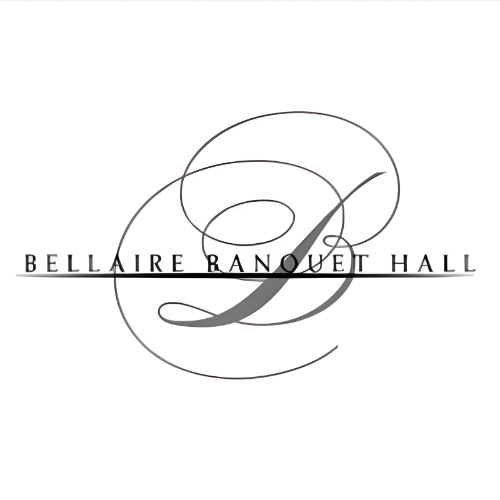 Logo for Bellaire Banquet Hall with a decorative stylized letter 'B' and cursive design.