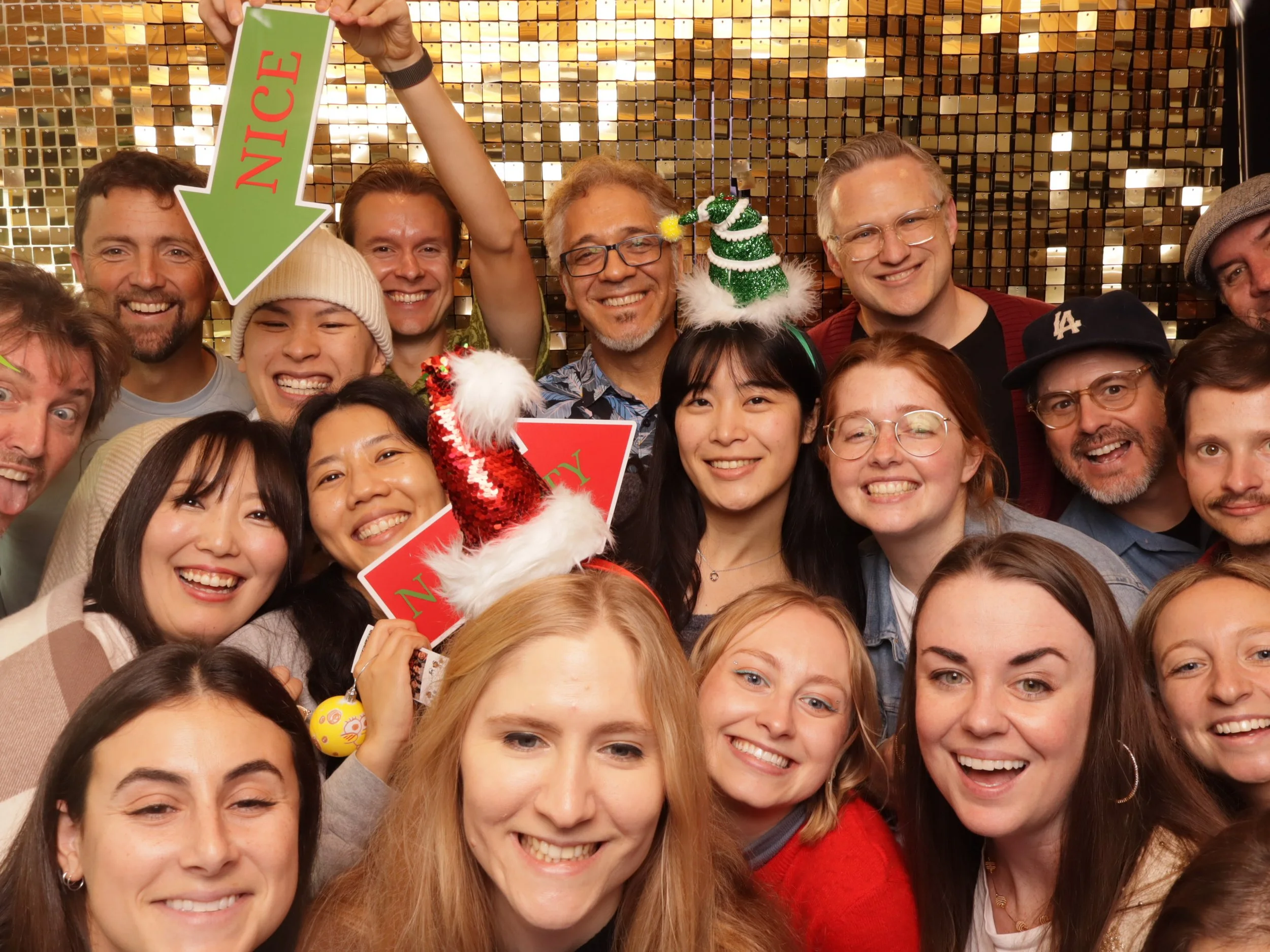 Open Air Photo Booth with over 20 people taking a picture by 818 Photo Booth