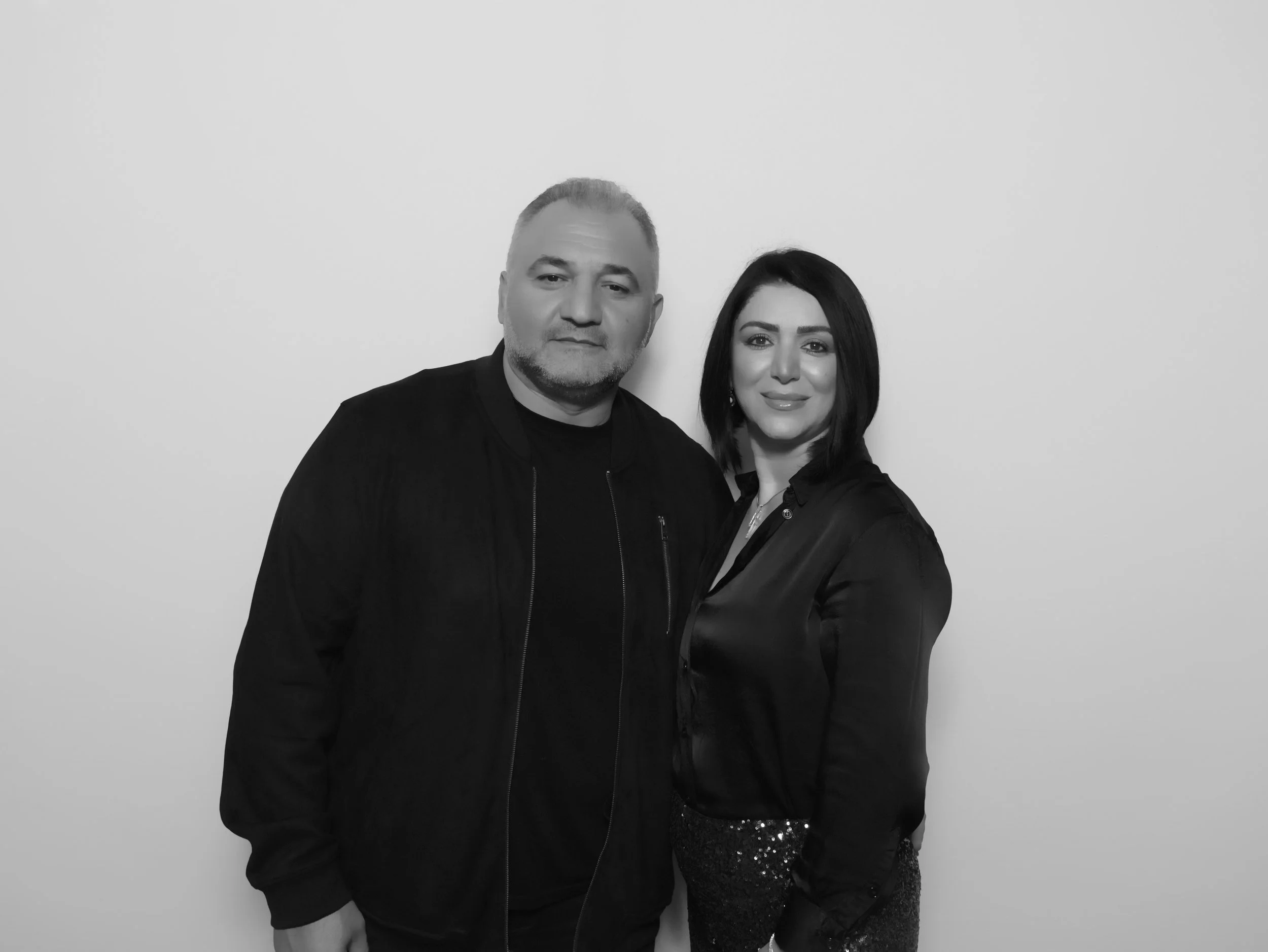 Black and white glam photo booth portraits by 818 Photo Booth in Los Angeles