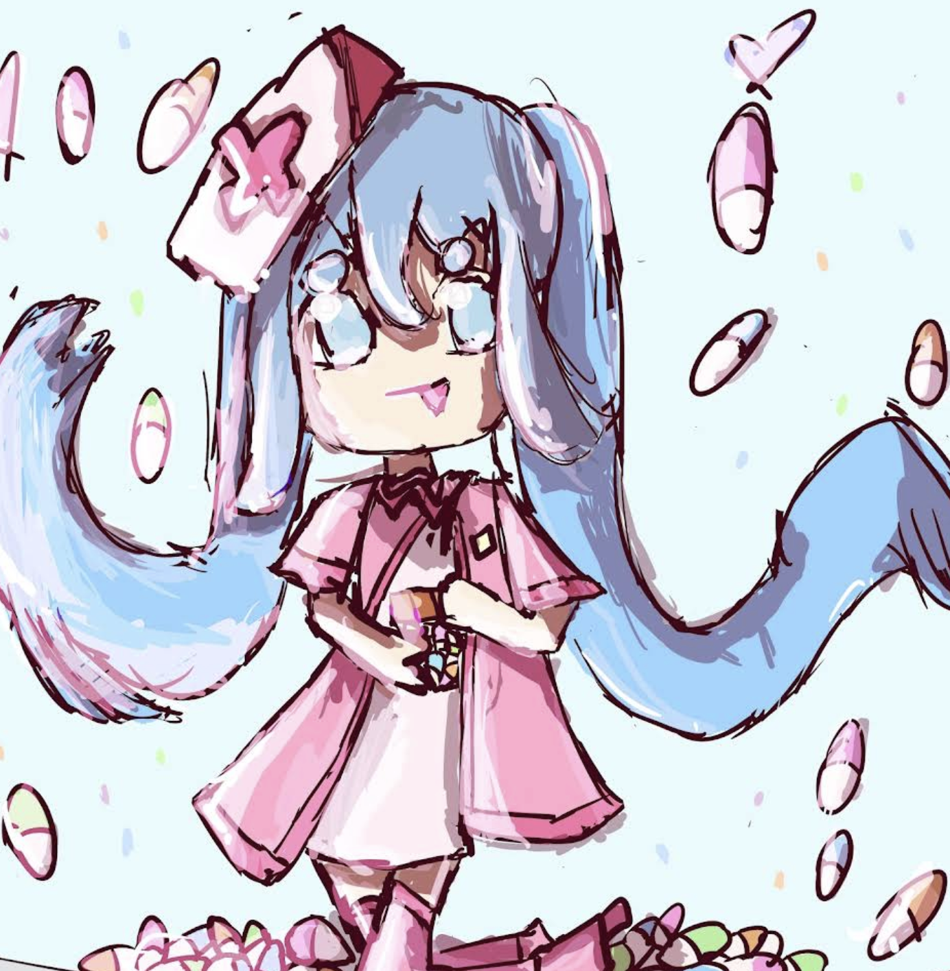 Fanart of Hatsune Miku in a nurse outfit