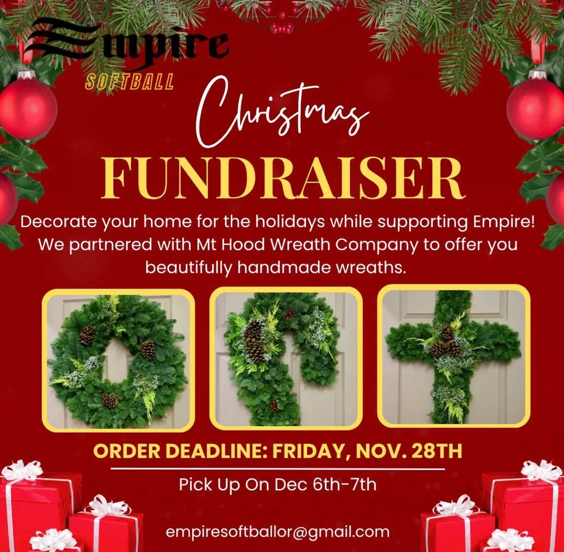 Get your home holiday ready by buying a wreath to help support the softball team🎄