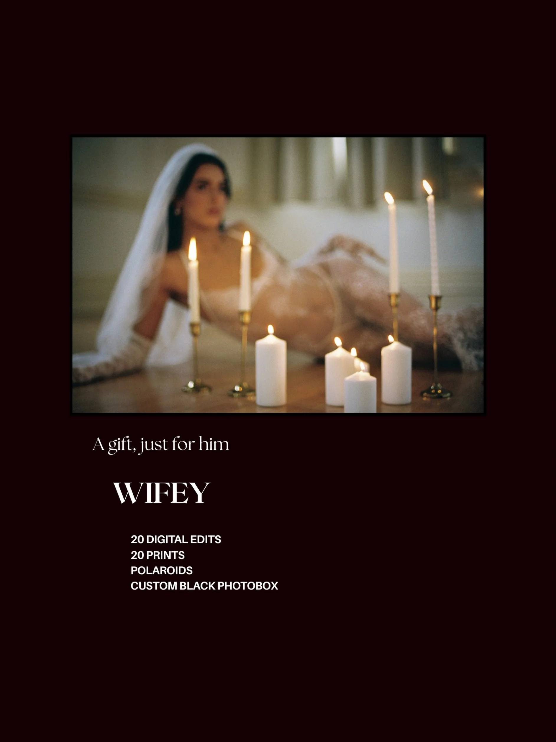 Our Wifey experience is a photoshoot, designed for women who want to feel powerful before they walk down the aisle ✨