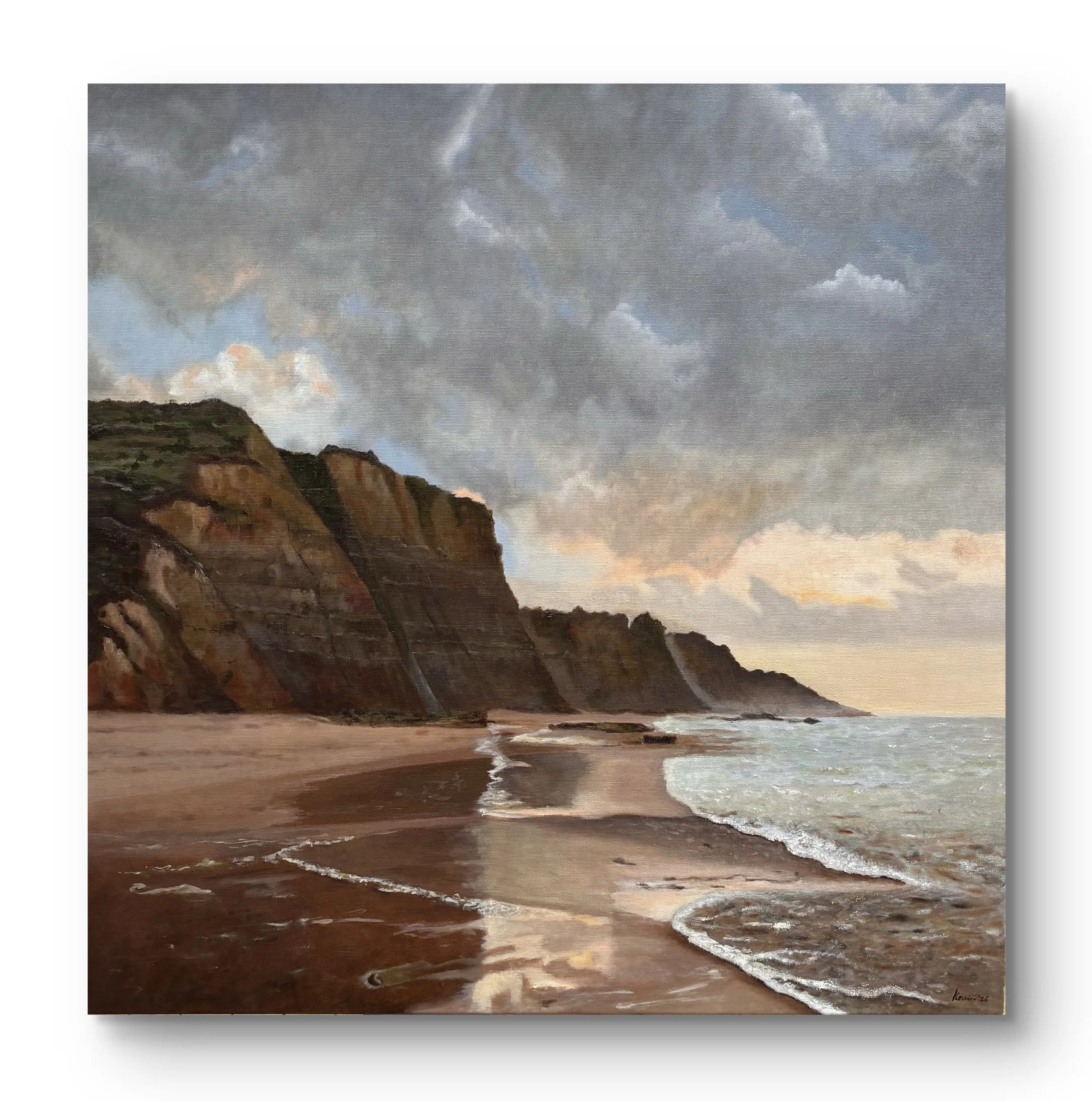 Sea and Cliffs - painting in oil on linen canvas
