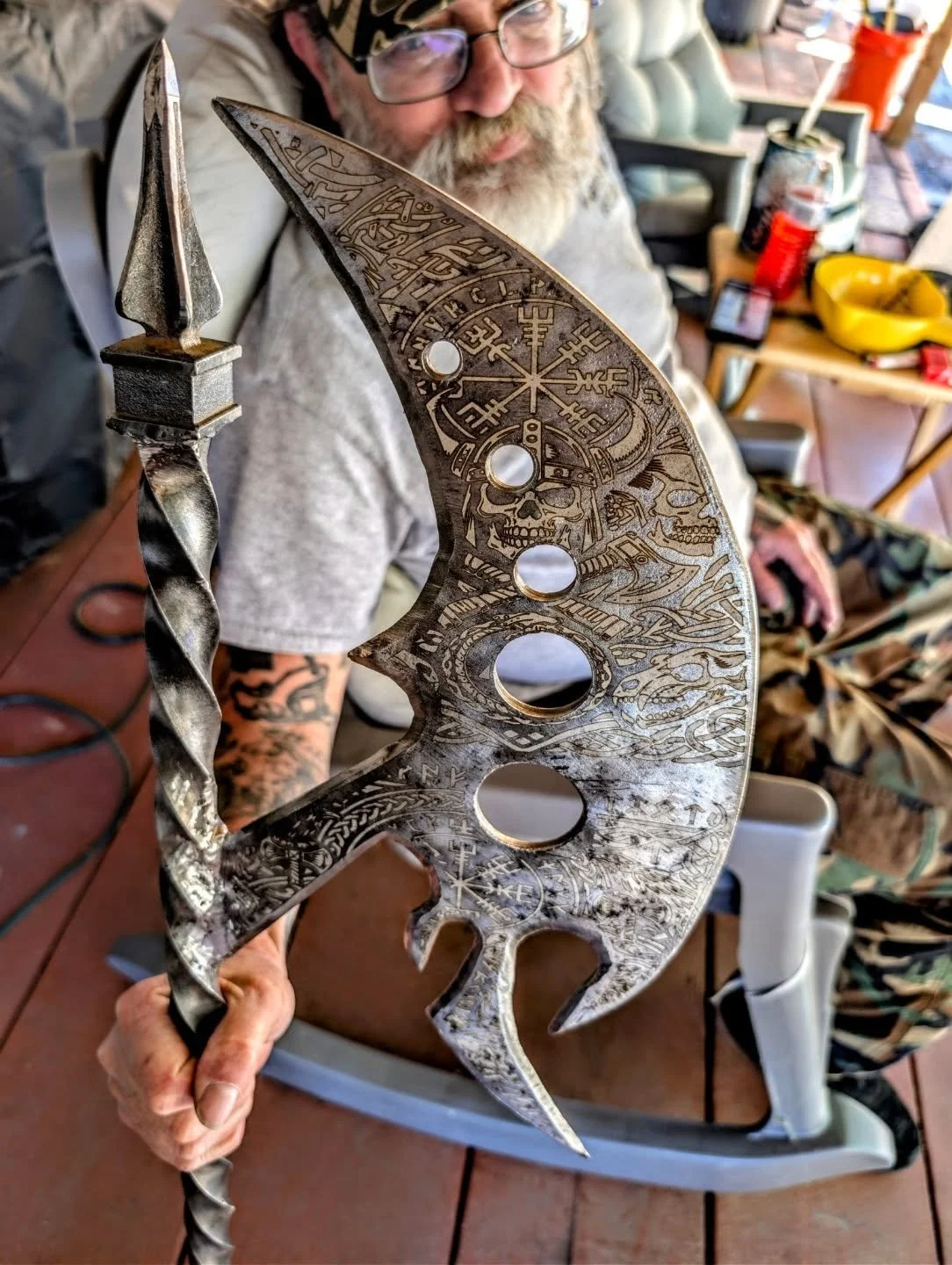 When your buddy shows up with a homemade battle axe and asks for Viking energy&hellip; 
You don&rsquo;t argue. You summon the ancestors and engrave it like a relic from a forgotten saga.