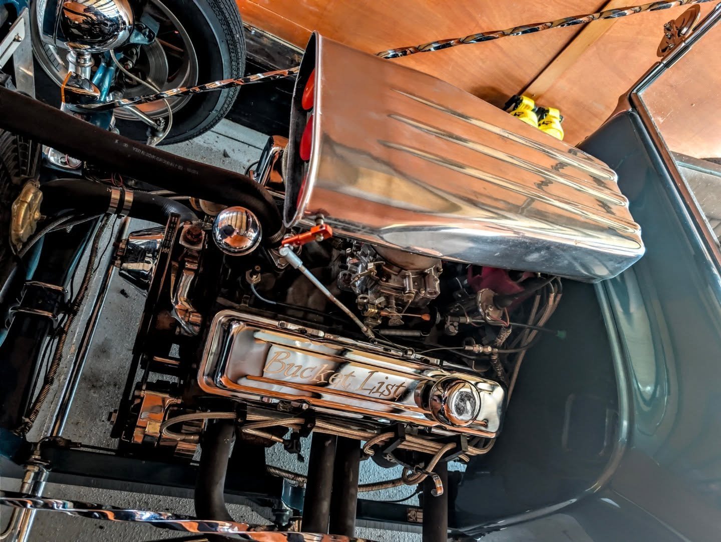 @beaubeaudoodness @michaela.frye.16 and I helped get those custom valve covers on for @warpedsteel as well as a shorty exhaust to make the Bucket List T-Bucket sing. Nothing like some small block revs in the morning.