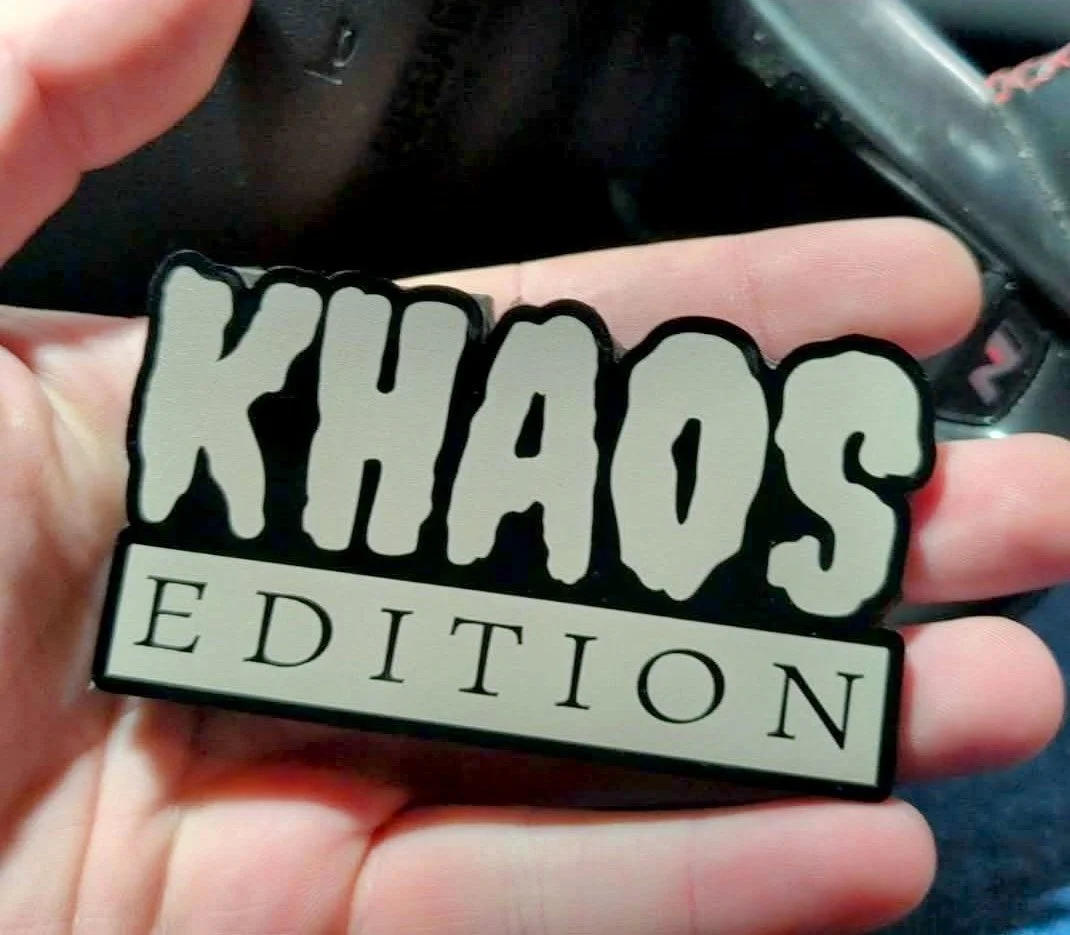 Engraved KHAOS car club badge
