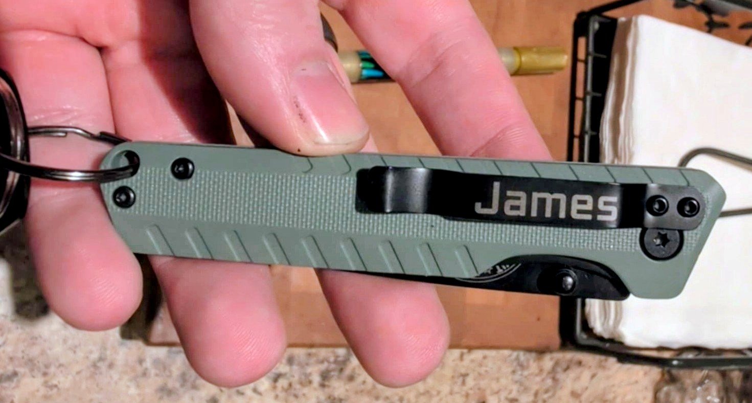 Knife with the name JAMES engraved on it
