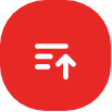 Red circular icon with a white upward-pointing arrow and motion lines indicating speed or movement.