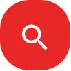 Magnifying glass icon on a red circular background