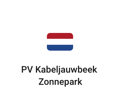 Sign with a flag resembling the Netherlands flag, text reading 'PV Kabeljauwbeek Zonnepark'